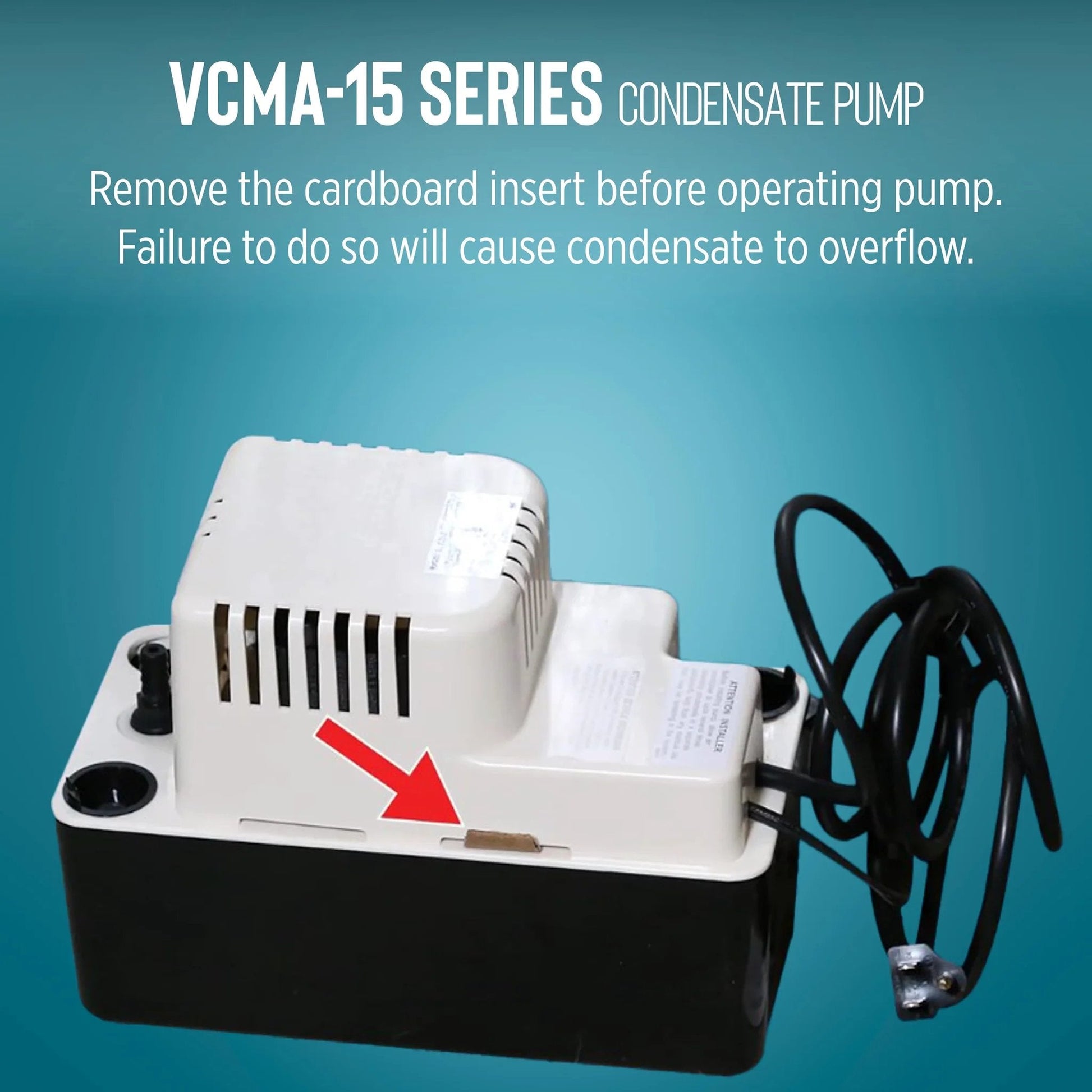 Automatic Condensate Removal Pump for HVAC Refrigeration and Dehumidifiers 115 Volt One Fiftieth HP 65 GPH Flow Vertical Switch Design to Save Space Thermally Protected Motor 6 Foot Cord No Safety Switch Color Black White 554401