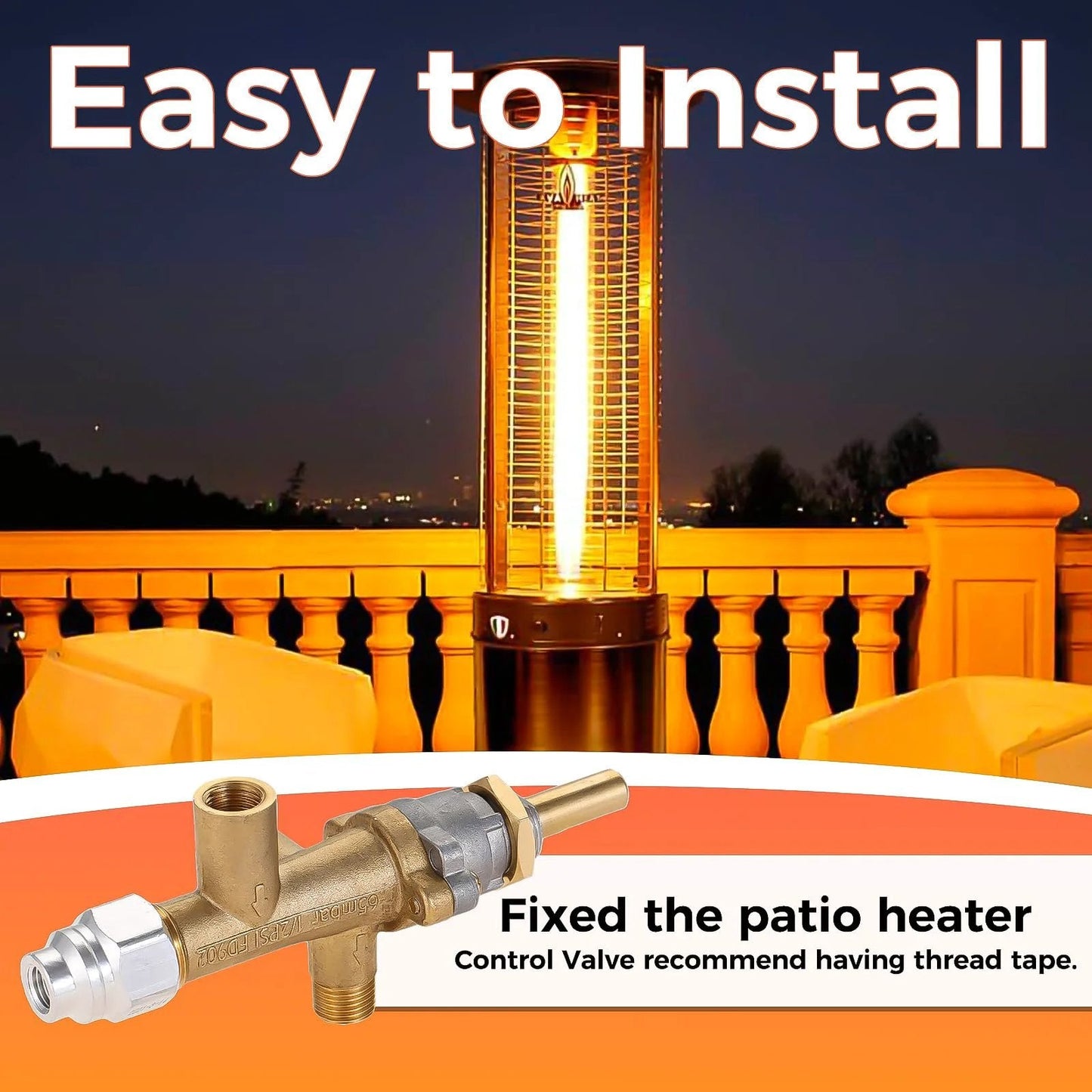 Propane Patio Heater Repair Kit With Thermocouple Sensor And Dump Switch Controls Safety Kit Main Control Valve visible