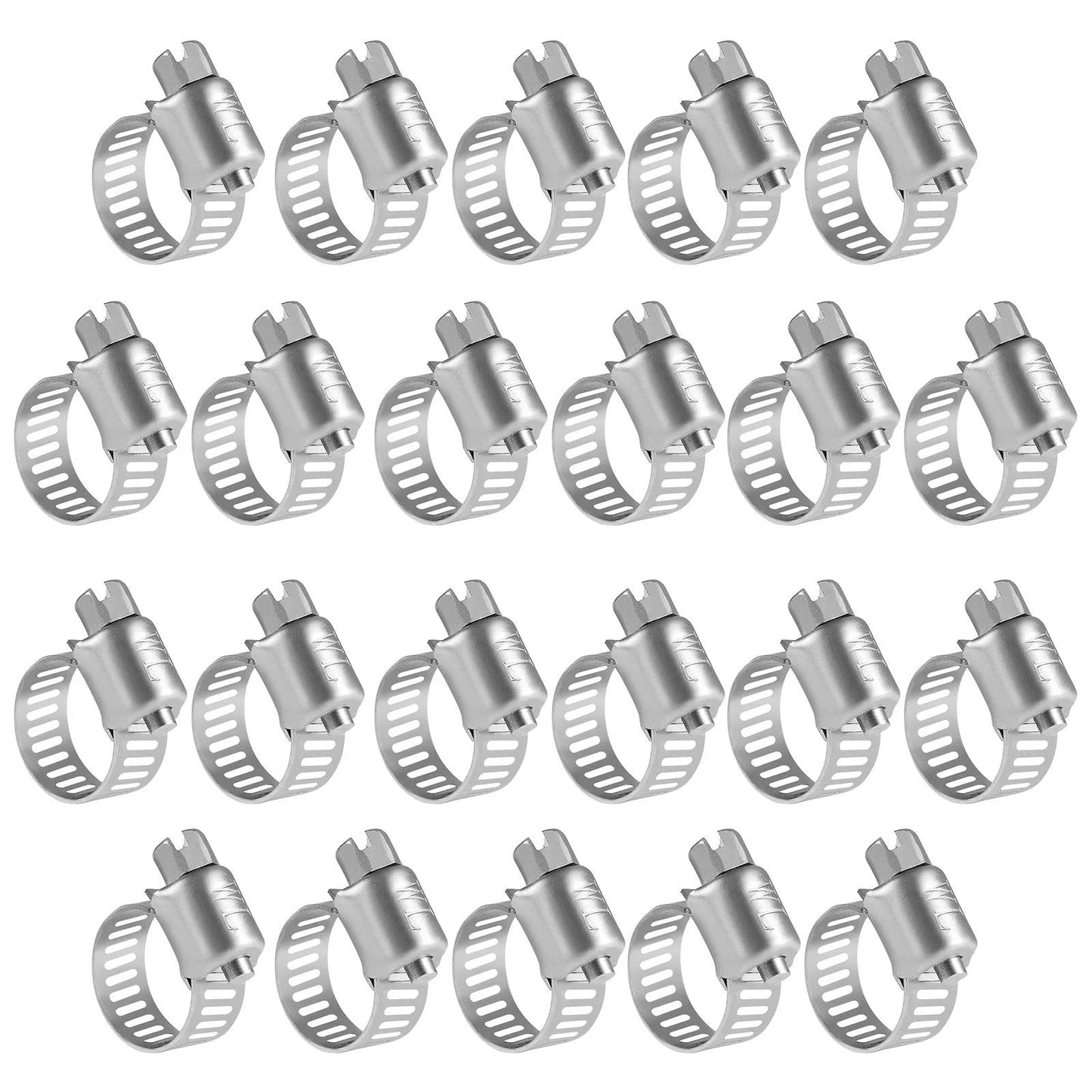 Beefy Premium Stainless Steel Hose Clamps Set Twenty Two Pack Micro Size Six Worm Gear Drive Clamps For Automotive Plumbing