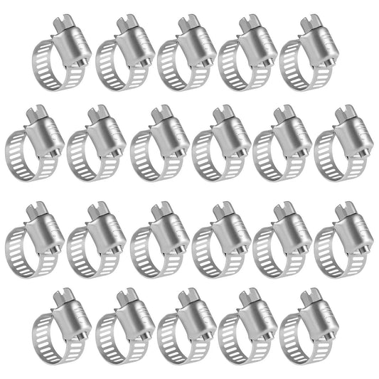 Beefy Premium Stainless Steel Hose Clamps Set Twenty Two Pack Micro Size Six Worm Gear Drive Clamps For Automotive Plumbing