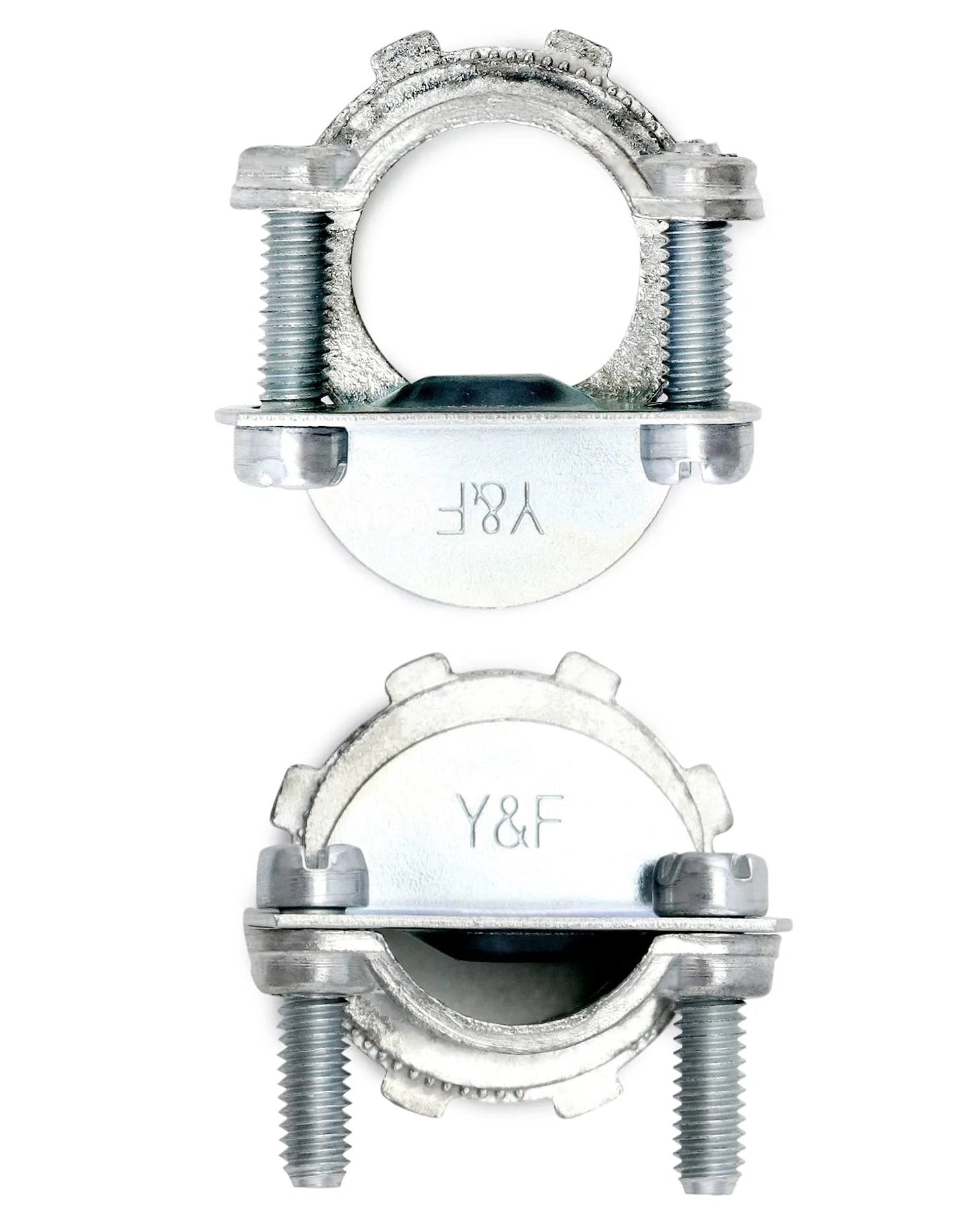 Front view of 16 Piece Clamp Type Cable Connectors Set For Metallic Conduit Quick Install Half Inch Steel Zinc Alloy Anti Rust