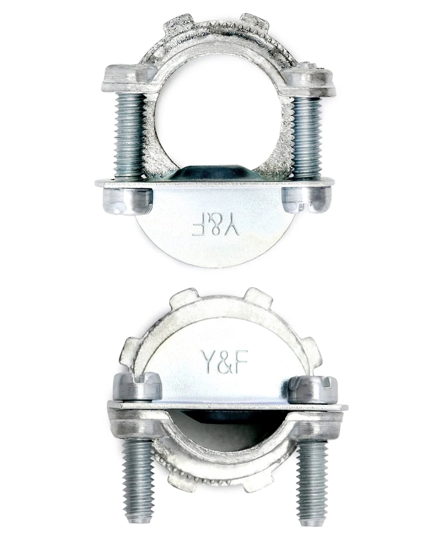 Front view of 16 Piece Clamp Type Cable Connectors Set For Metallic Conduit Quick Install Half Inch Steel Zinc Alloy Anti Rust