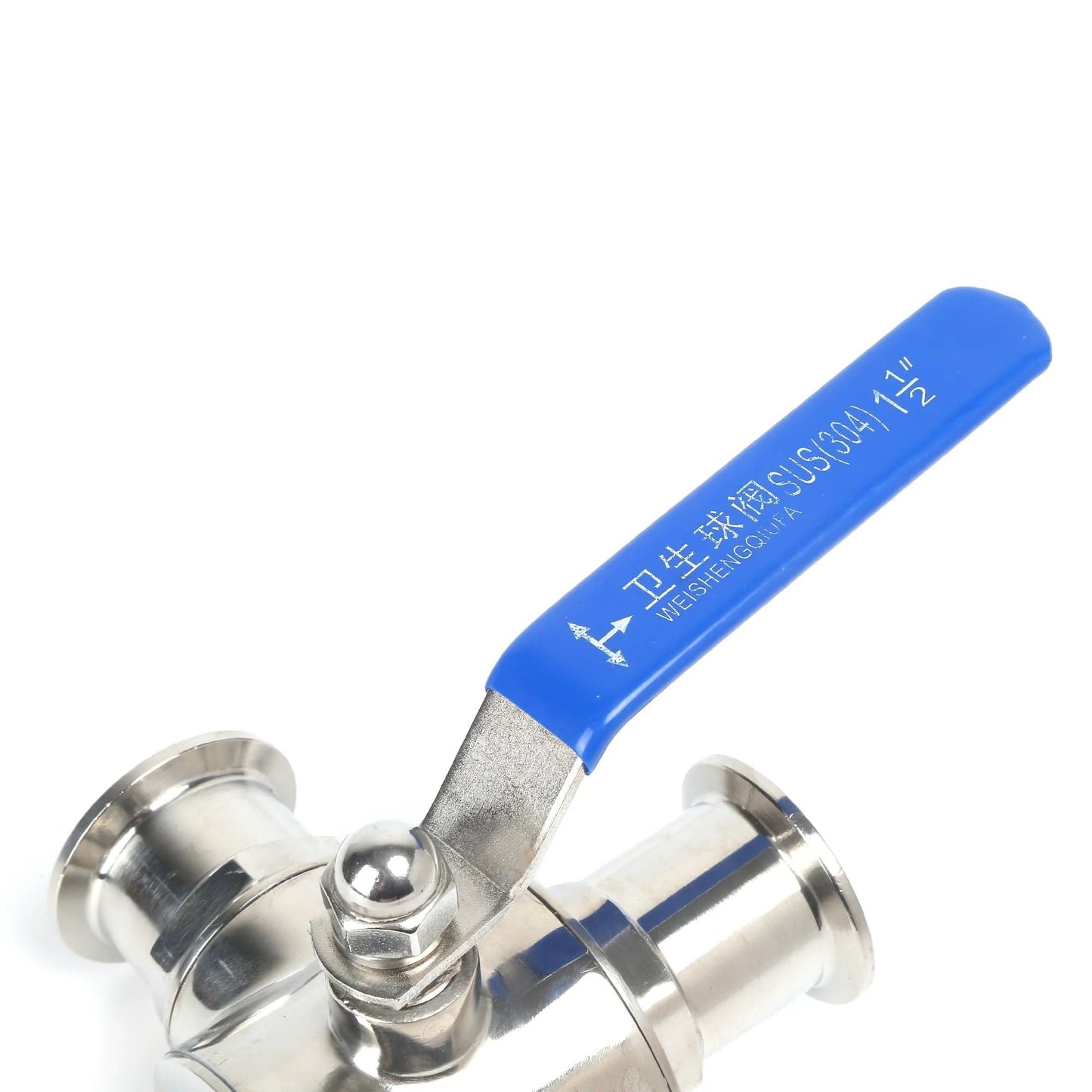 One And A Half Inch Tri Clamp Sanitary Ball Valve With T Port Three Way 304 Stainless Steel PTFE Lined for various applications
