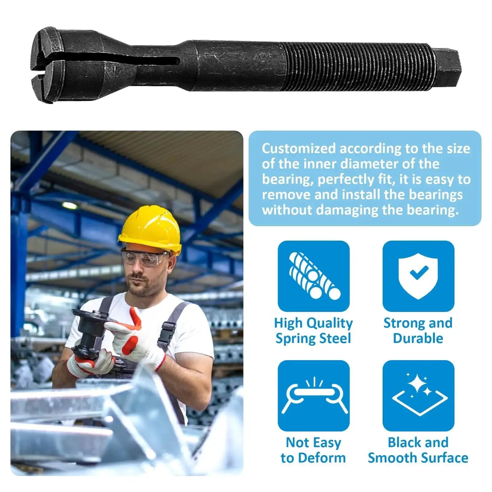 M8 Engine Inner Camshaft Bearing Installer And Puller Tool For 2018 To 2025 Models, tool features durable spring steel material