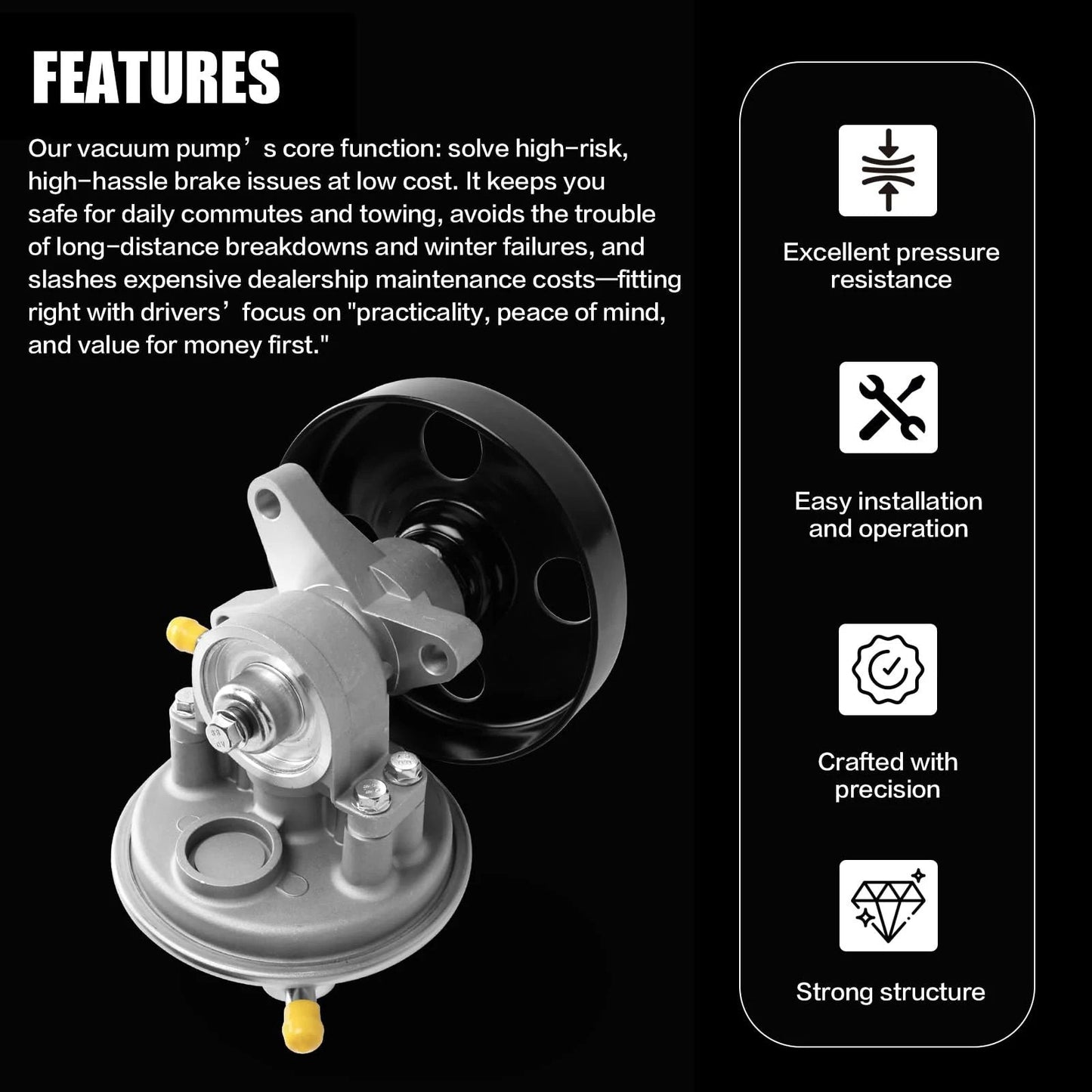 Beefed Up Vacuum Pump With Pulley For Isuzu NPR HD Trucks 1995-2020 L96 LQ4 LY6 L31 L05 3.0L-6.0L V8 And L4 Engines Replaces OE 8972410351 97241035