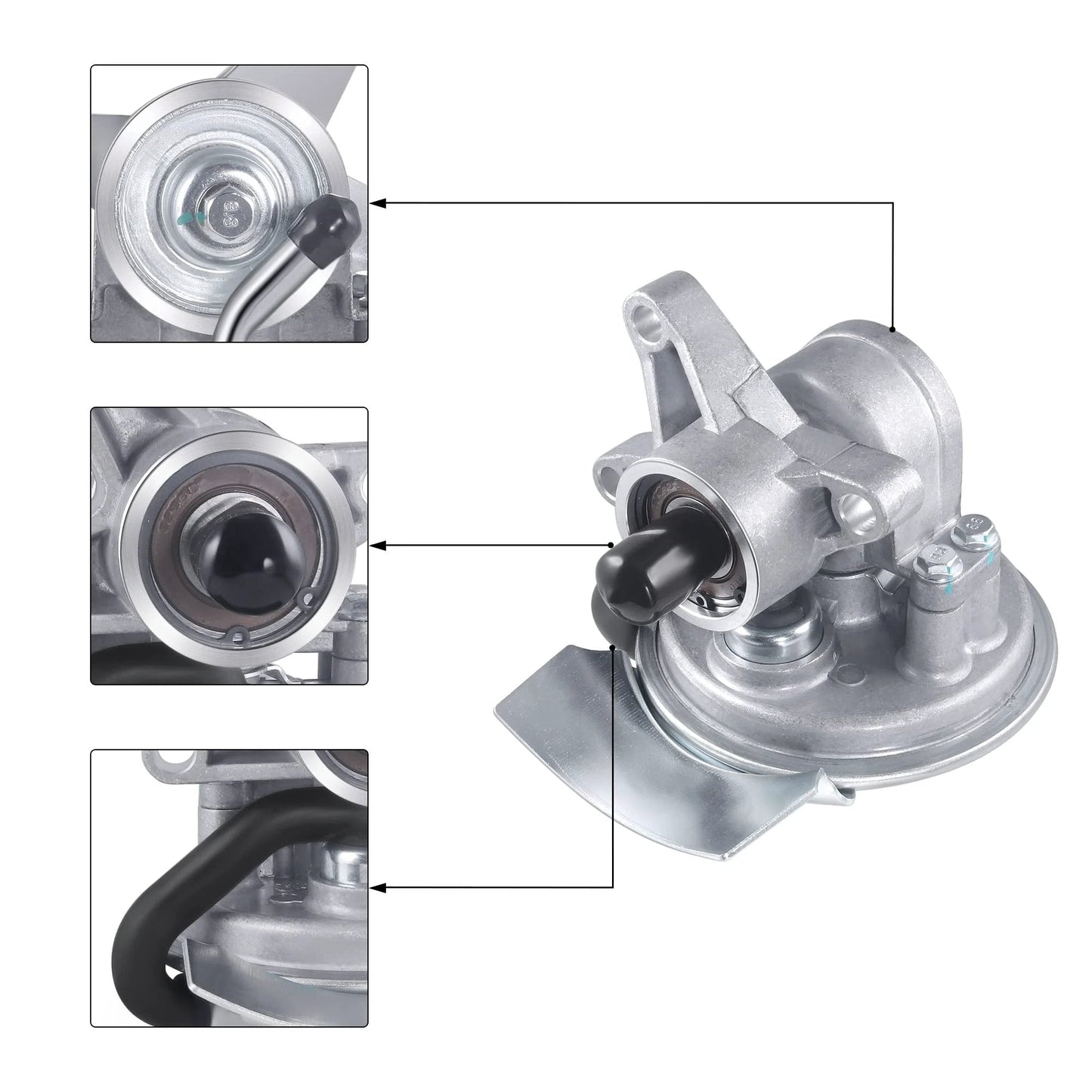 Premium Mechanical Vacuum Pump For 6.5L V8 Diesel Engines That Delivers Reliable Plug And Play Performance Compatible With 1996 To 2002 Chevy GMC C1500 C2500 C3500 Express 2500 3500 Yukon 12562793 89017558 From AULINK highlighting detailed CNC housing and installation view.