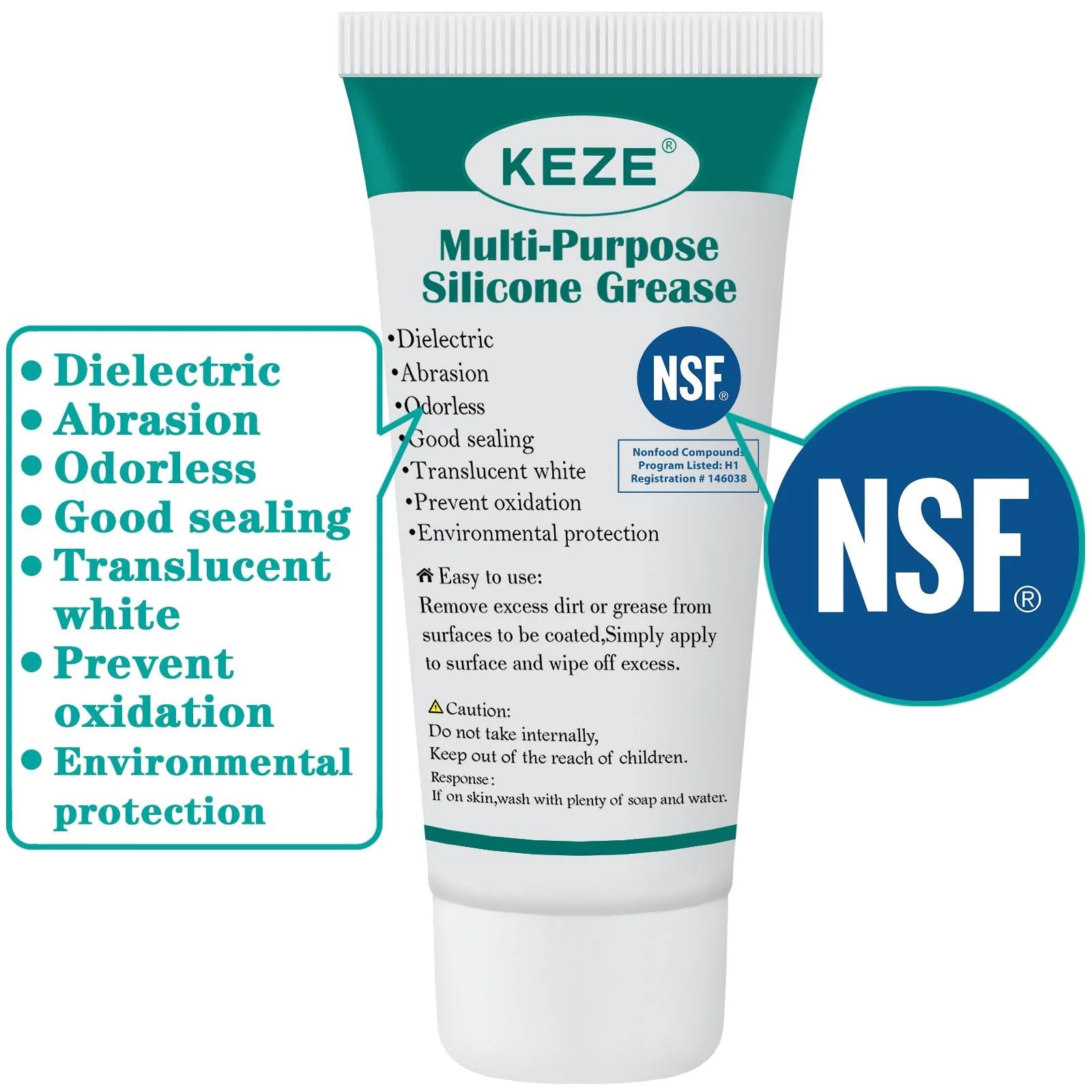 Silicone Grease With PTFE For Automotive Seals And 3D Printer Parts Teflon Based Lubricant NSF H1 Food Safe 1 Oz tube image
