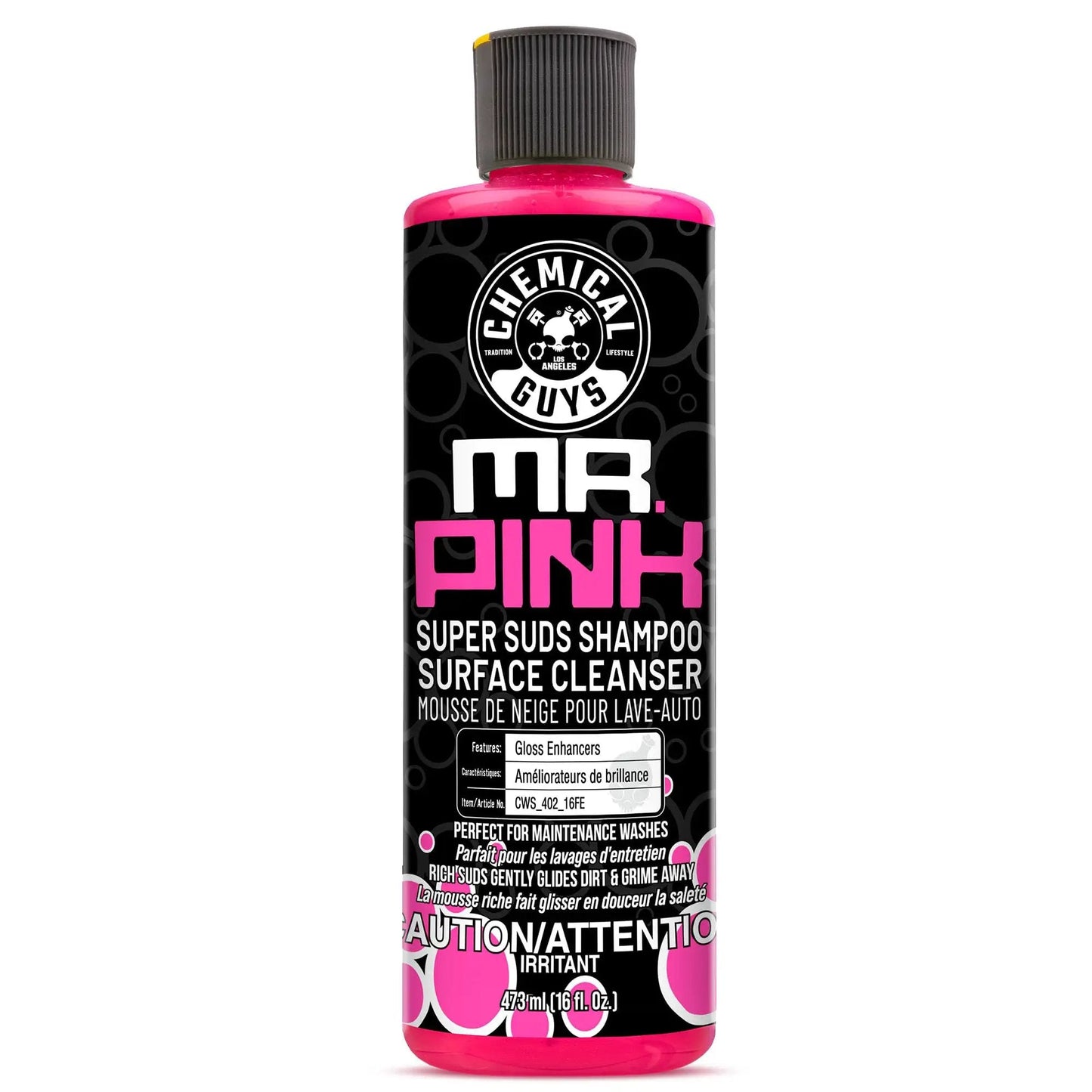 Mr Pink Foaming Car Wash Soap for Foam Cannons and Buckets, Safe for Cars Trucks Motorcycles RVs, Candy Scent, 473 ml by Chemical Guys, front view.