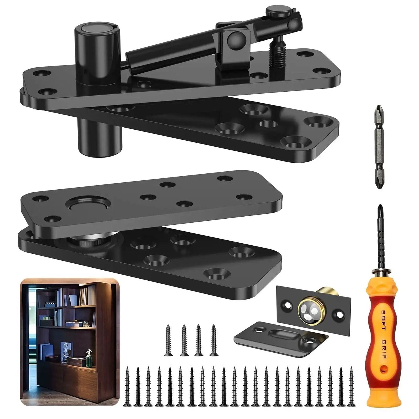 Hidden Door Hinge Beefy 570 Lbs Load Bearing 360 Degree Pivot For Secret Doors Bookcase Murphy Doors Concealed Swing Hinge