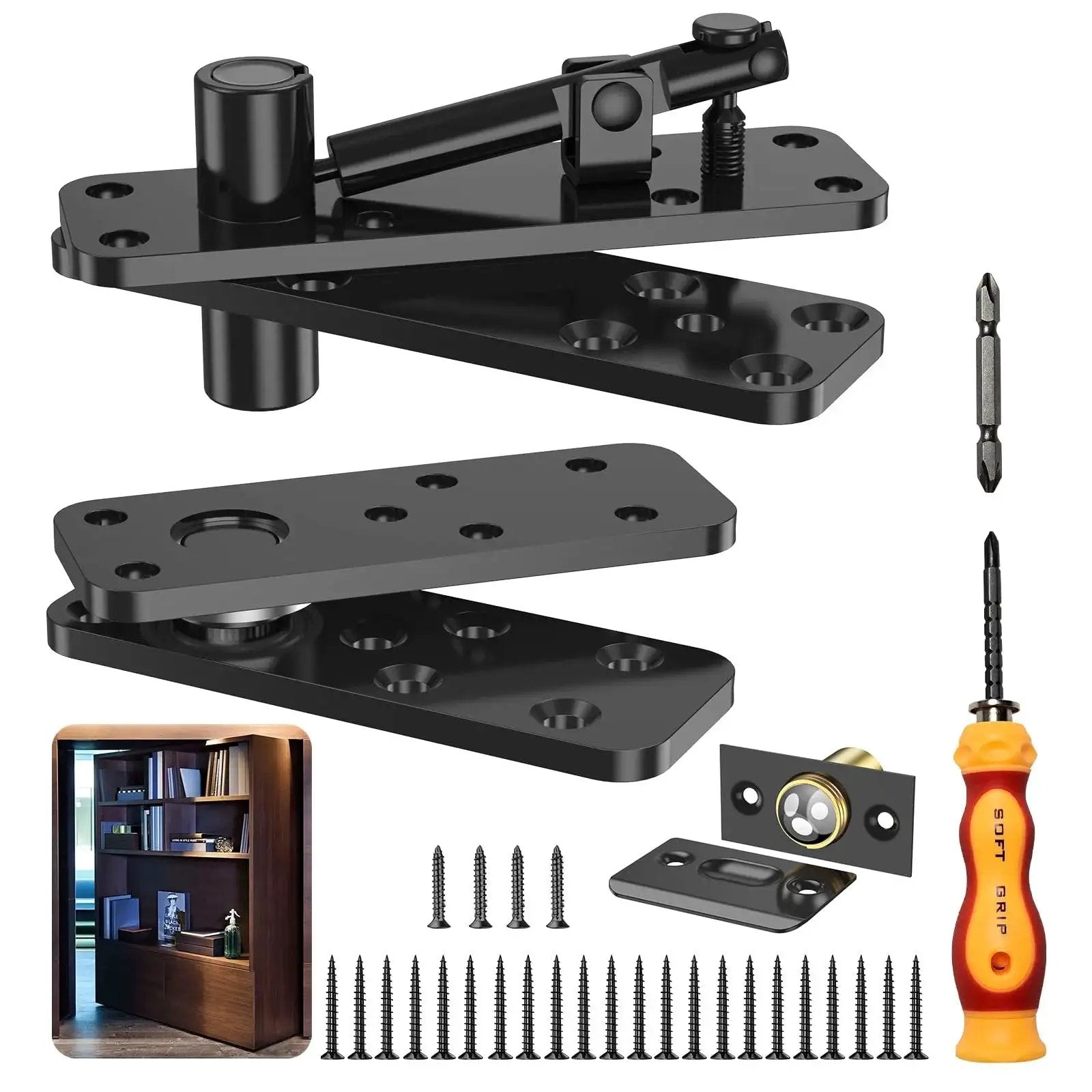 Hidden Door Hinge Beefy 570 Lbs Load Bearing 360 Degree Pivot For Secret Doors Bookcase Murphy Doors Concealed Swing Hinge