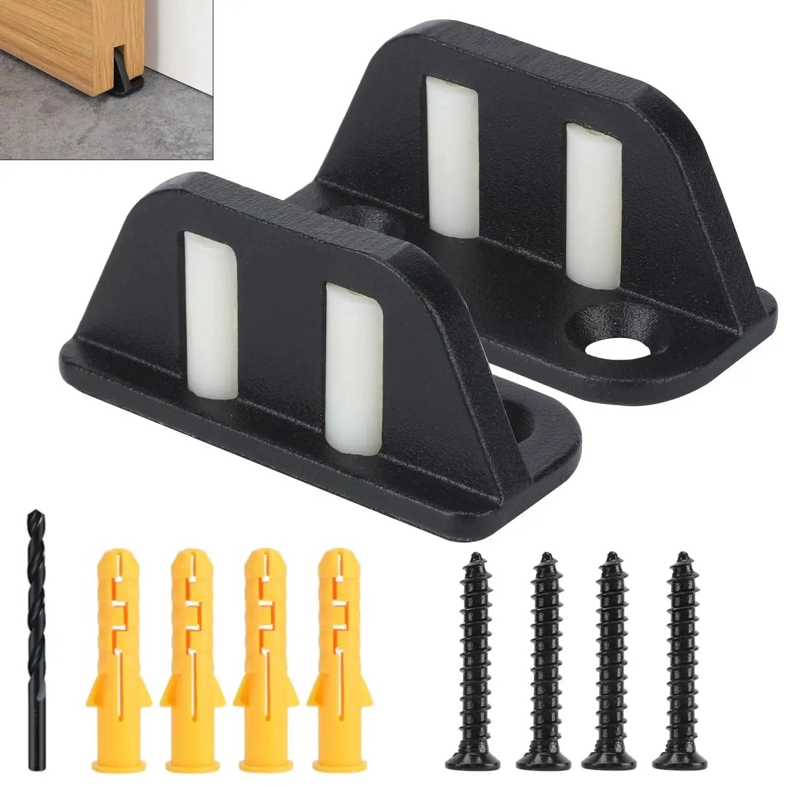 Two Plastic Wheels Barn Door Floor Guide With Bearing Design And Adjustable Rollers Bottom Mounted For Smooth Quiet Sliding
