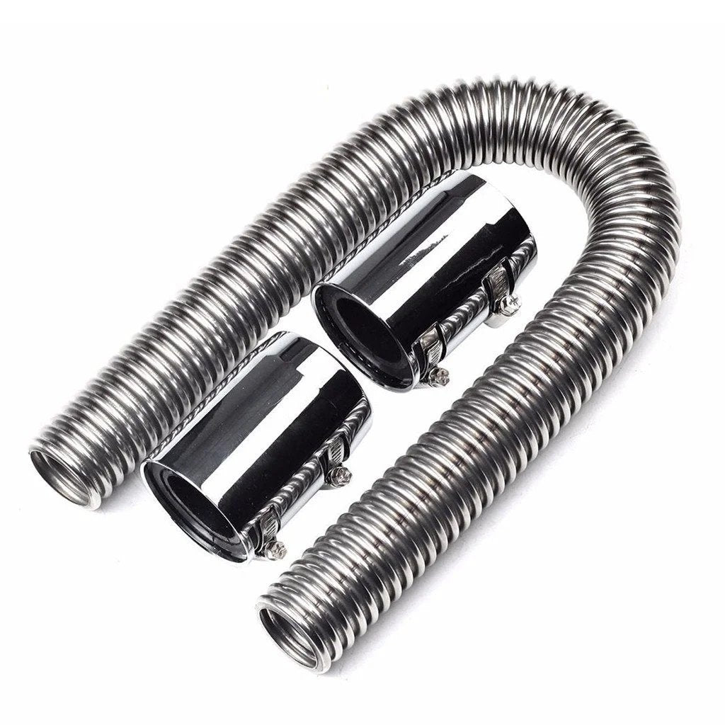 Universal 24 Inch Stainless Steel Radiator Flexible Coolant Hose Kit With Caps For One And A Quarter Inch Neck Fits Most Cars Trucks And SUVs