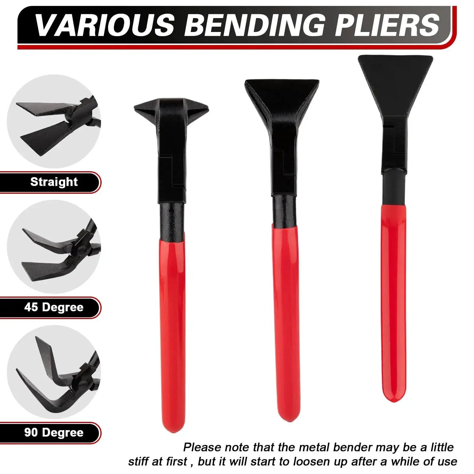 Pro Grade Hand Seamers Set For Sheet Metal Bending And Flattening With Three Pliers Heads Straight 45 Degree And 90 Degree