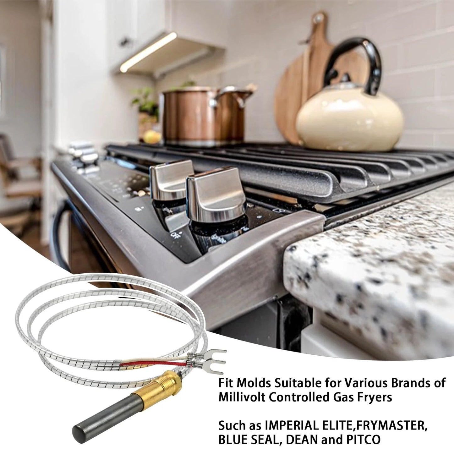 Thermopile Assembly 36 Inch for HVAC Pros Robertshaw 1950-001, 250 to 750 Millivolts MV, with multicolored cable and PG9 adapter
