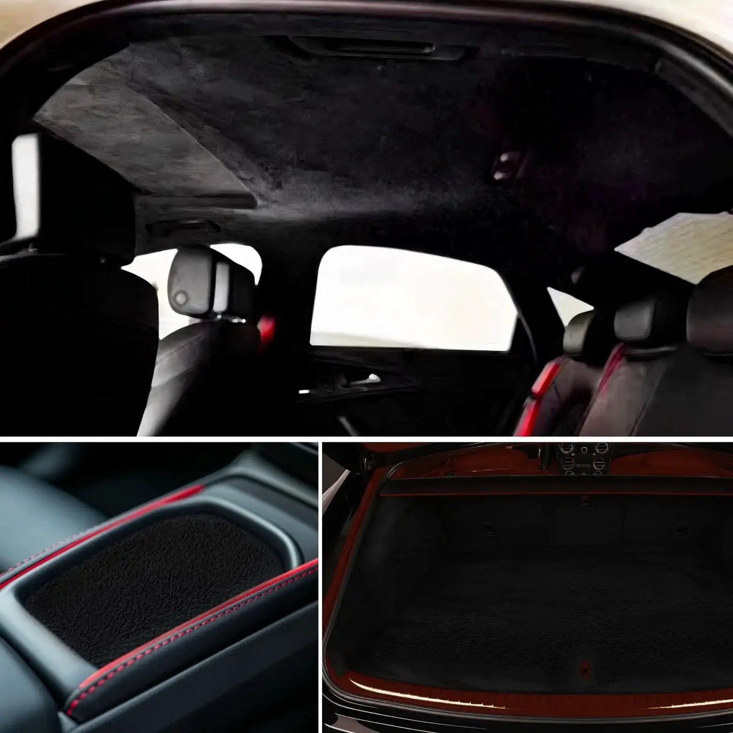 Installed Suede Headliner 98 By 58 With Foam Backing Tube Packaging For Vehicle Interior in black car
