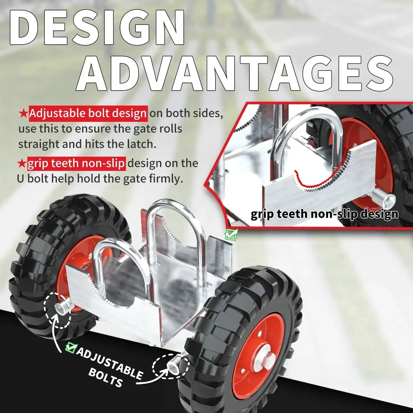 6 Inch Heavy Duty Gate Wheel With Rubber Tire For Chain Link Fence And Sliding Or Driveway Gates Red 1 Pack Rolling Gate Wheel With Durable Steel Plates Automotive Tire Grade Rubber Galvanized Surface For Corrosion Resistance