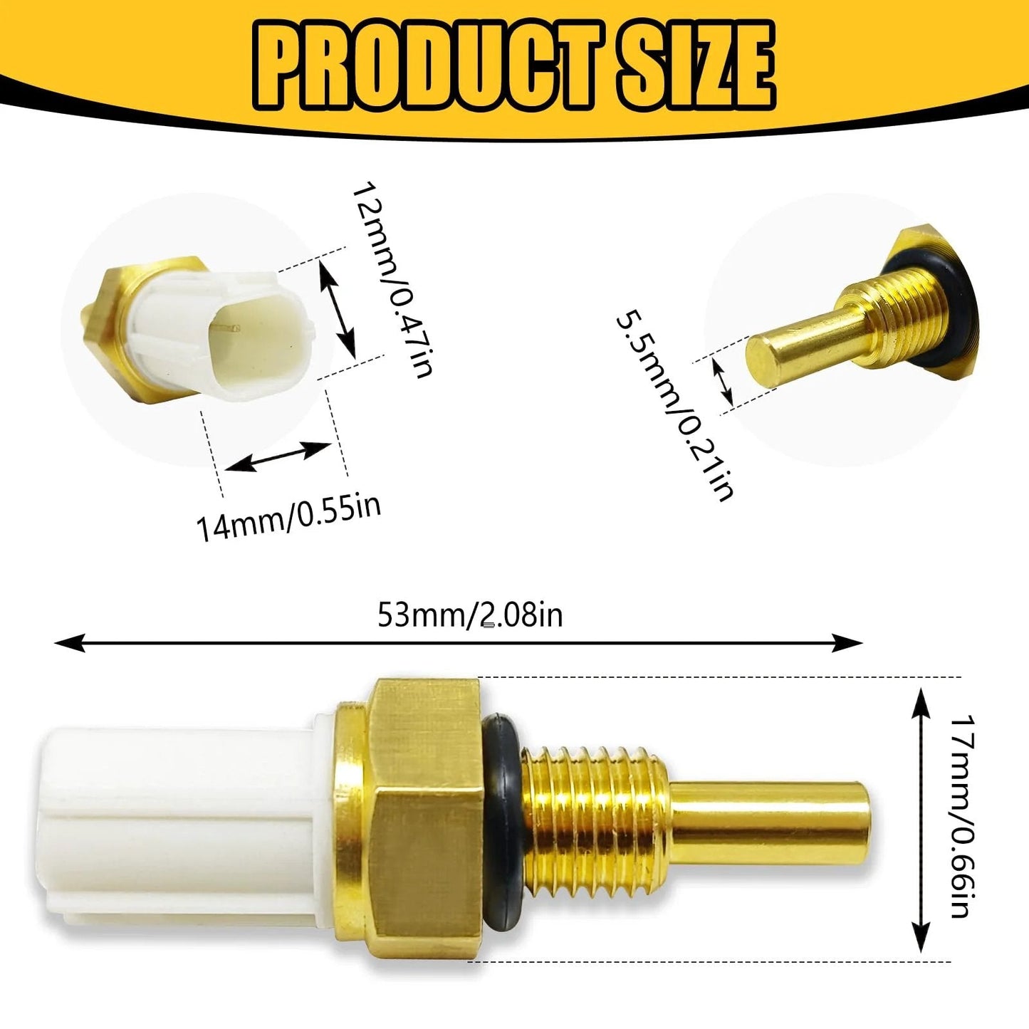 Diagram of Engine Coolant Temperature Sensor Replacement For Honda Civic 2001-2011 with dimensions by Icyhaws