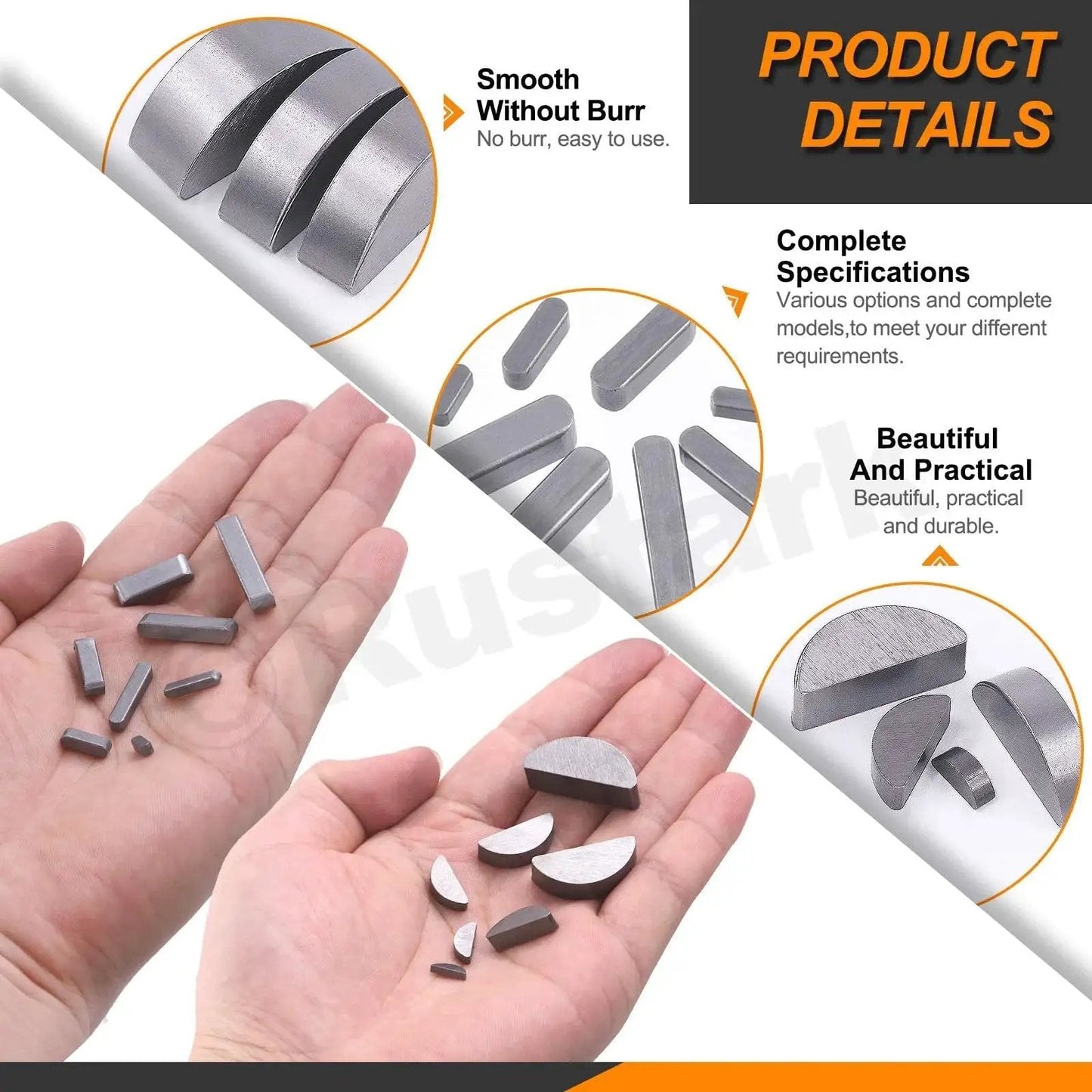 Pro Grade Industrial Key Stock And Woodruff Key Set With Round Ended Keys And Half Moon Feather Keys 211Pcs Metric Shaft Keys Kit in hands