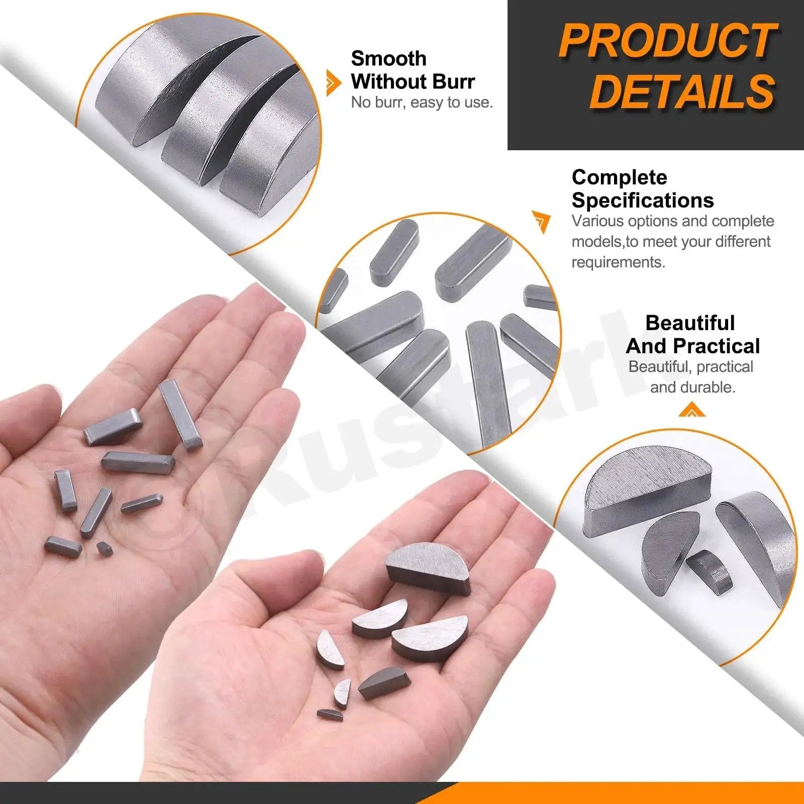 Pro Grade Industrial Key Stock And Woodruff Key Set With Round Ended Keys And Half Moon Feather Keys 211Pcs Metric Shaft Keys Kit in hands