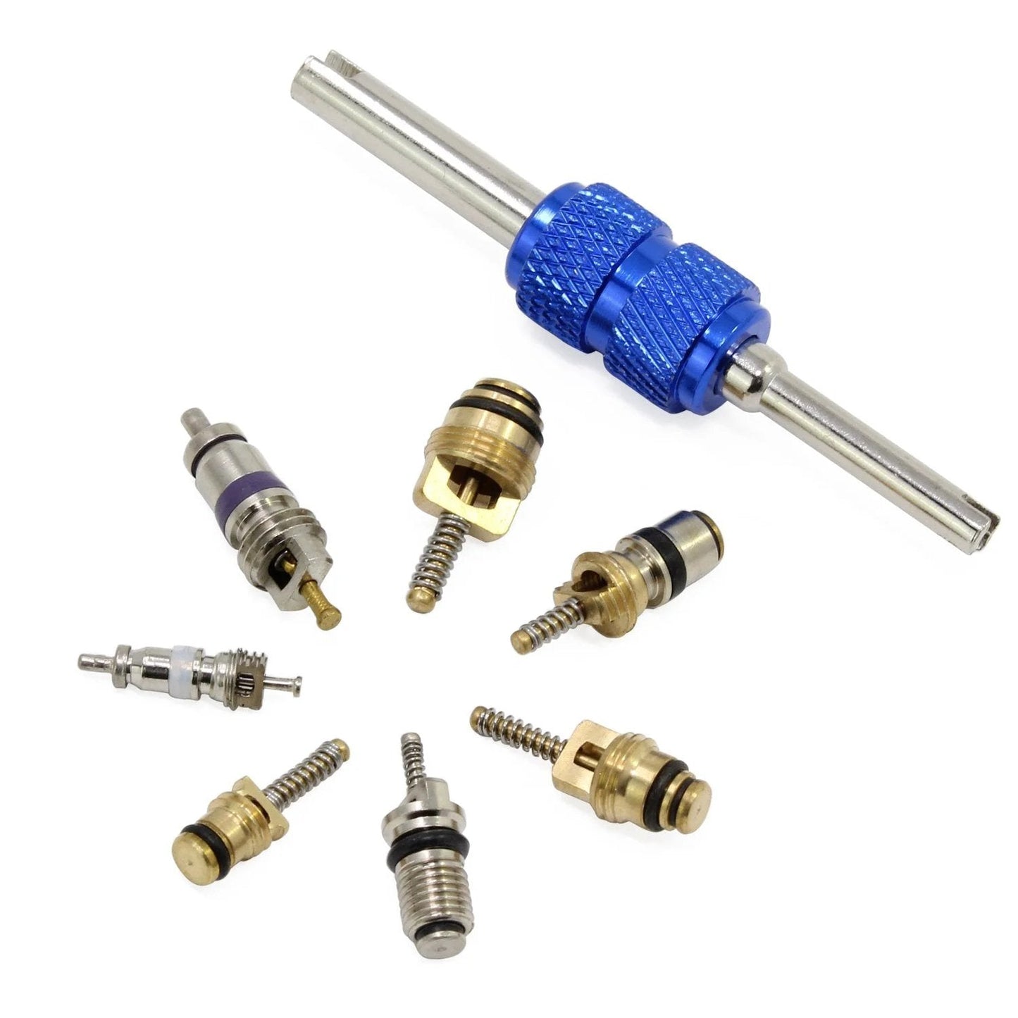 Pro Grade 40 Pc Car Air Conditioning Valve Core Kit For R12 R134a Refrigerant Systems With Double Head Dismantling Remover Tools Assortment