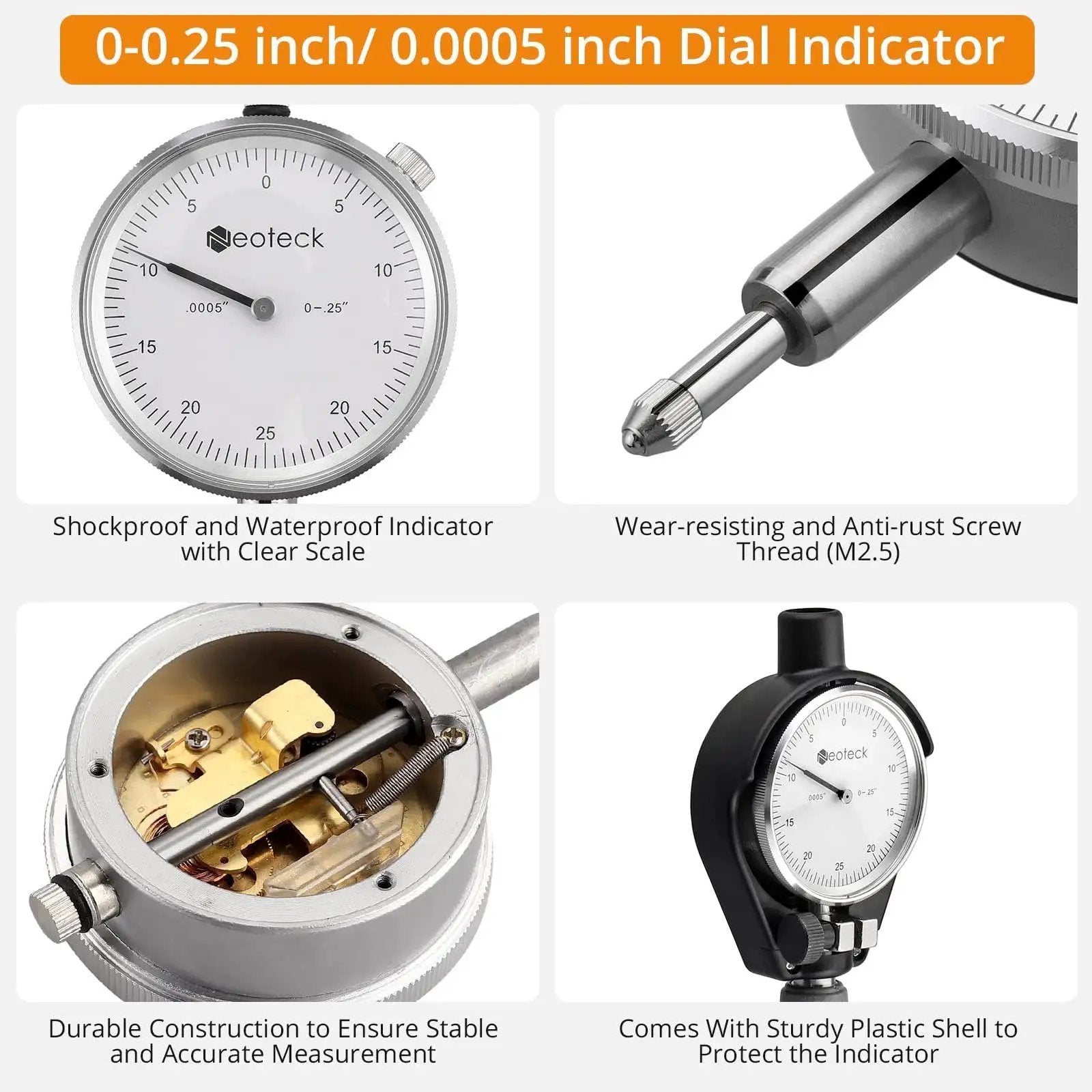 Deep Engine Cylinder Dial Bore Gauge Set For Accurate Measurements 2 To 6 Inch Range With 0.001 Inch Resolution Self Centering Design