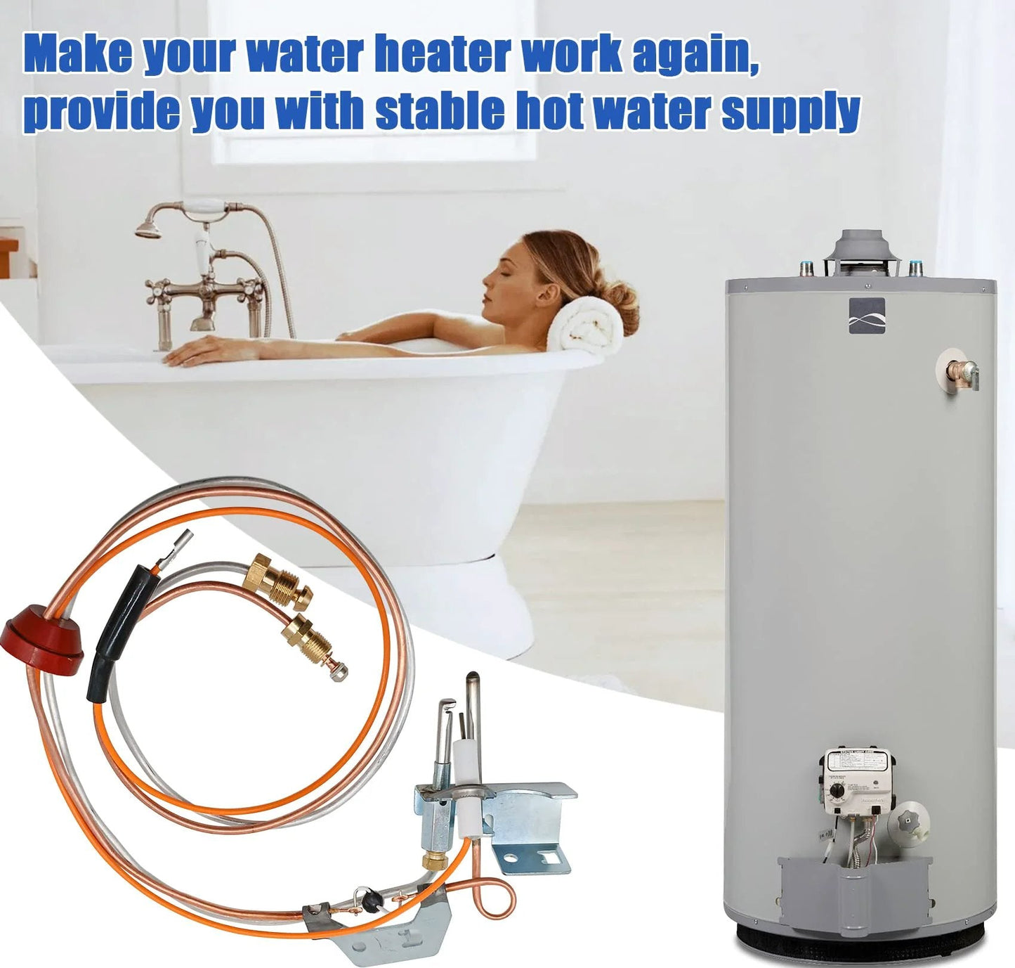 New Upgraded Pilot Assembly For Natural Gas Water Heaters With 190 Degree Pilot, Replaces 100109295 9003542005 18324-190