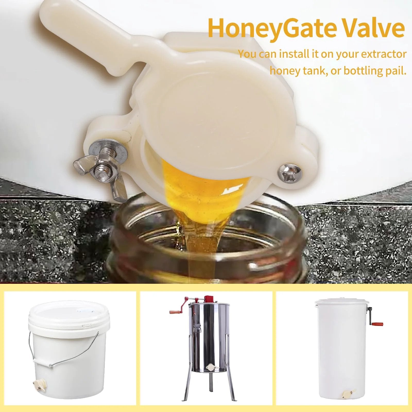 Beekeeping Honey Gate Valve 3 Pack For 5 Gallon Buckets Food Grade Nylon Beehive Gate For Honey Extraction Bottling And Bucket Use