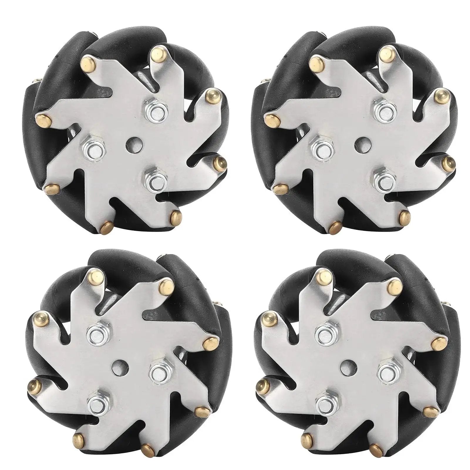 Top view of Steel Durable 48mm Mecanum Wheel Set For Robot Car With 8 TPR Rollers And 3kg Load Capacity Per Wheel 14209