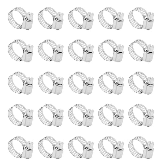 25 Pcs 0.3-0.5 Inch 8-12 Mm Hose Clamps 304 Stainless Steel Adjustable Worm Gear Fuel Line Clamp For Plumbing Automotive And Mechanical Use