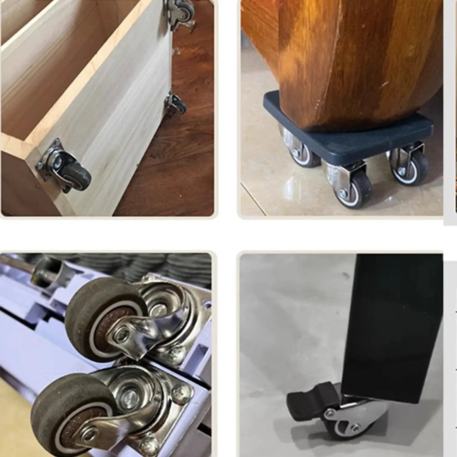 Stem Casters With 360 Degree Swivel TPR Wheels For Carts Furniture Dolly And Workbenches, installed on furniture and equipment