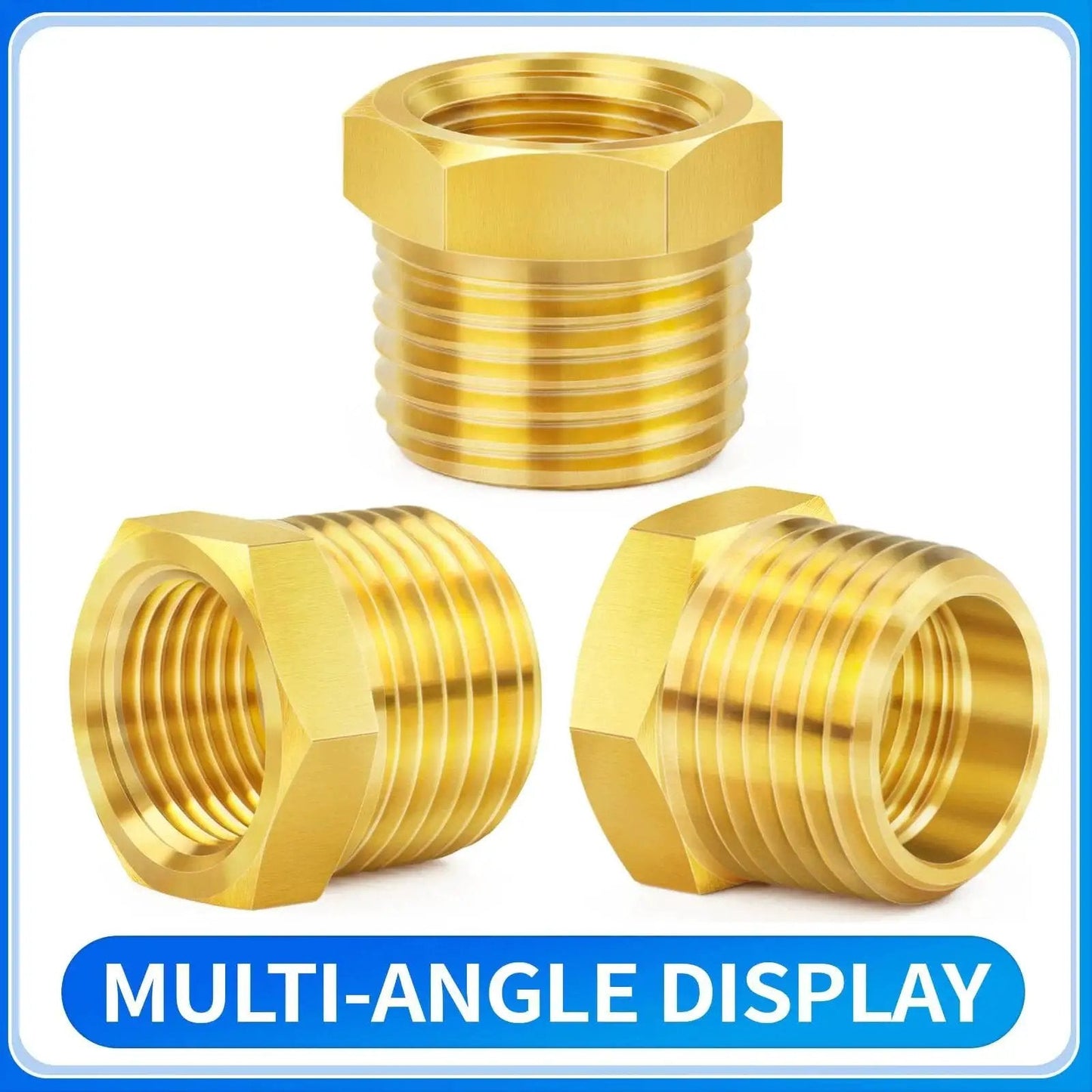 Durable Brass Pipe Fitting Reducer Hex Bushing 1/2 NPT Male To 1/4 NPT Female Thread Adapter For Plumbing And HVAC Systems