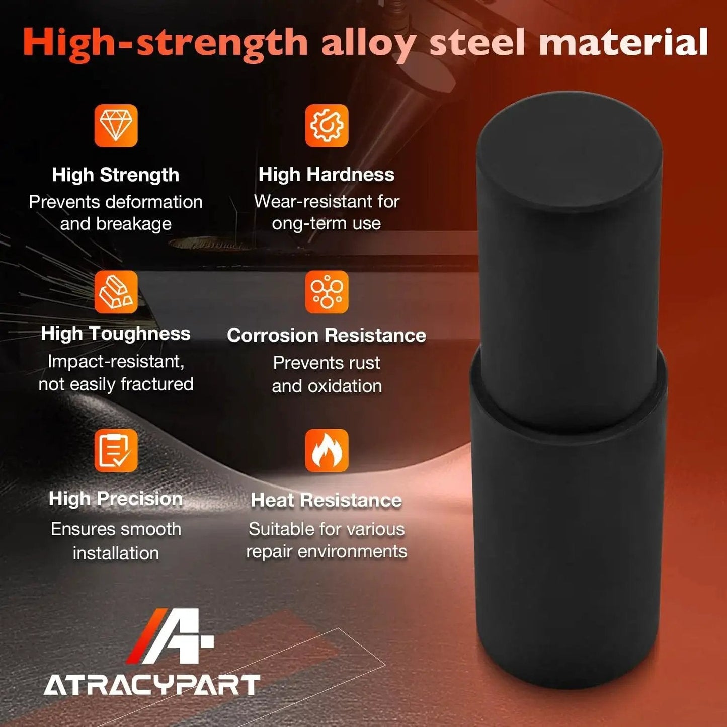 Spiral Heavy-Duty Bushing Driver For Truck And Trailer Suspension Installation And Removal, Alloy Steel Tool displayed with material features