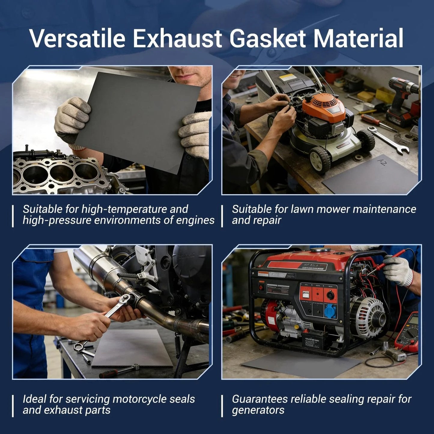 High Temperature Non Asbestos Gasket Material Kit For DIY Engines And Lawn Mowers 16 Sheets 14 By 11 Inches 1.2mm Thick