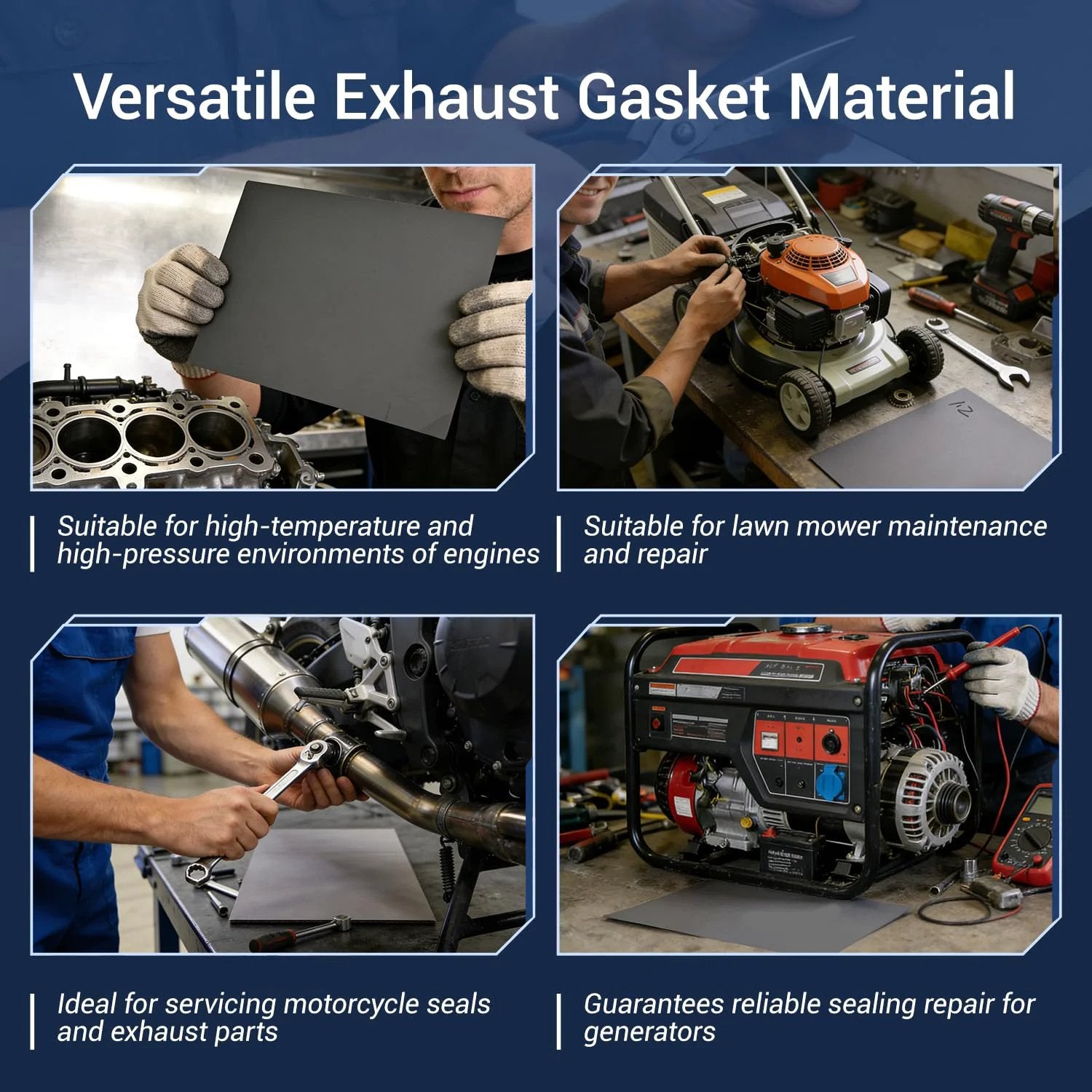 High Temperature Non Asbestos Gasket Material Kit For DIY Engines And Lawn Mowers 16 Sheets 14 By 11 Inches 1.2mm Thick