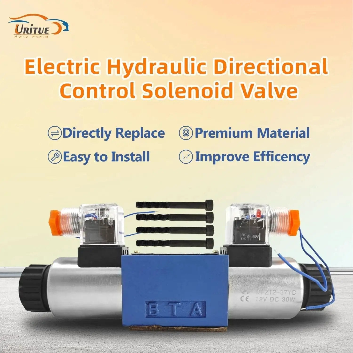 Electric Hydraulic Directional Control Solenoid Valve 12V DC D03 NG6 21 GPM 4560 PSI, durable, easy to install, front view
