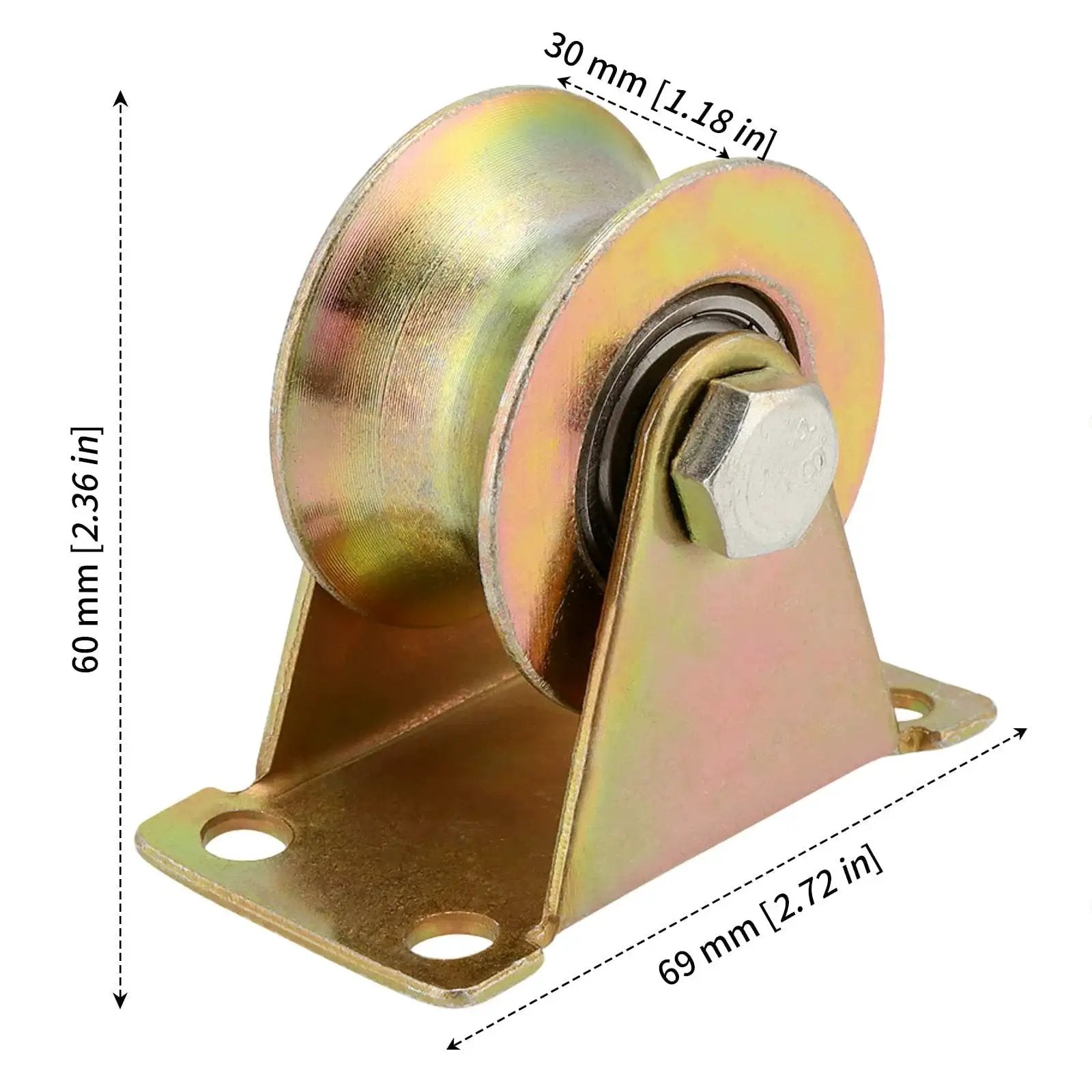 6 Pack 2 Inch U Groove Wheel Pulley Kit With Steel U Type Track Wheel Rigid Caster With Bracket For Inverted Track