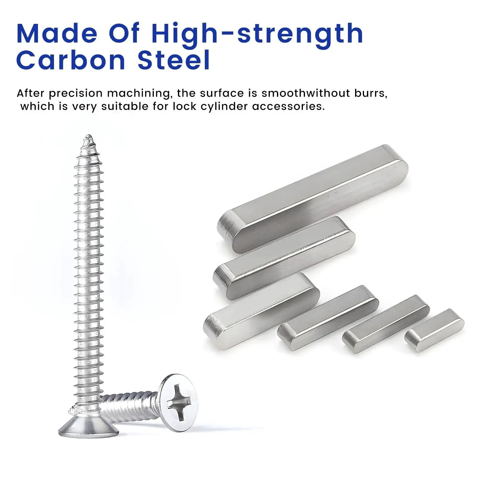 Versatile Pulley Keyway And Drive Shaft Key Set With 140 Pieces In Sizes From 3mm To 12mm in carbon steel for mechanical projects.
