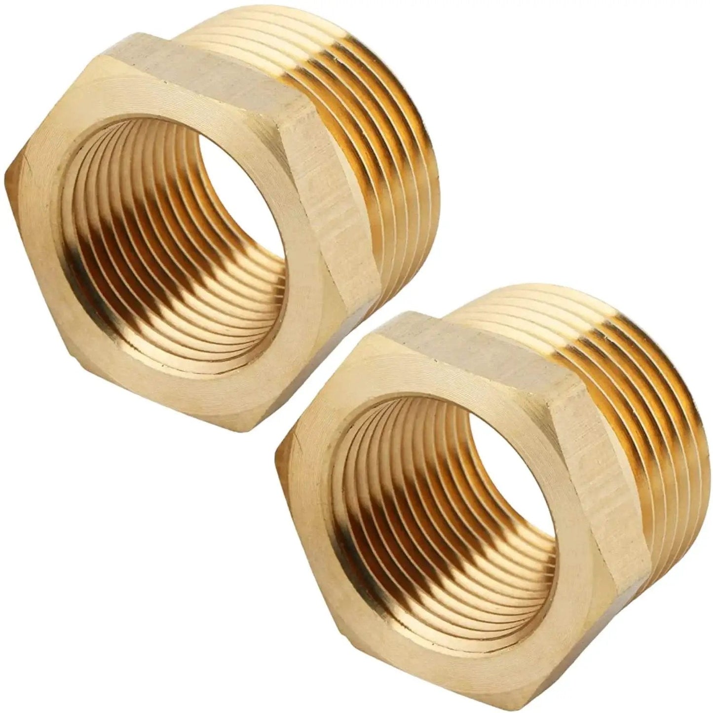 Brass 1 Inch Male To 3/4 Inch Female NPT Reducer Fitting Hex Bushing For Plumbing 2 Pack Leak Resistant Durable Connector