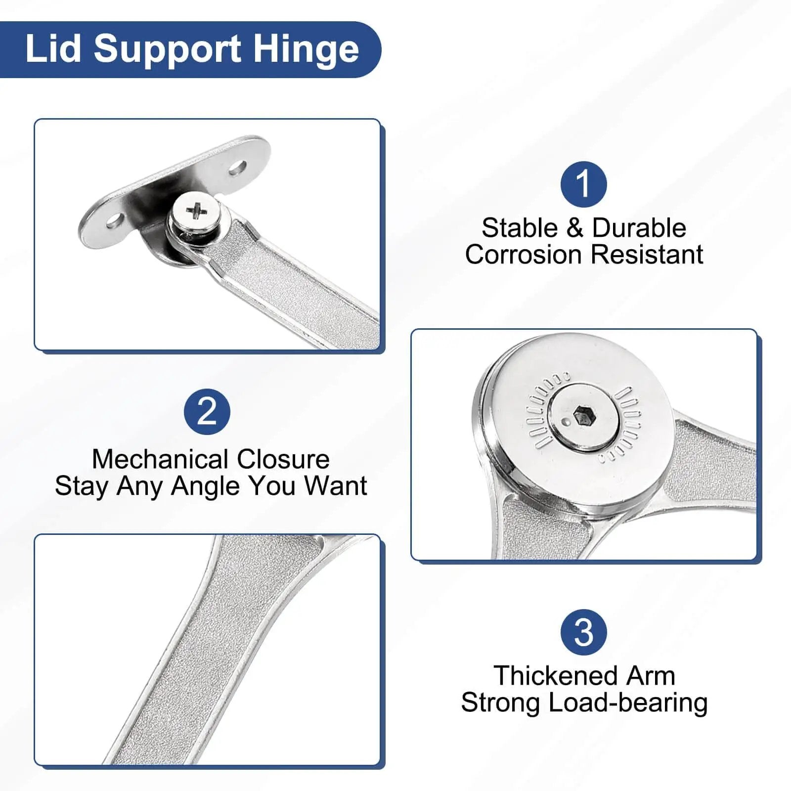 Heavy Duty Soft Close Lid Support Hinges Set 4 Pack, Adjustable 200 220N Gas Struts For Cabinets Closets Wardrobes