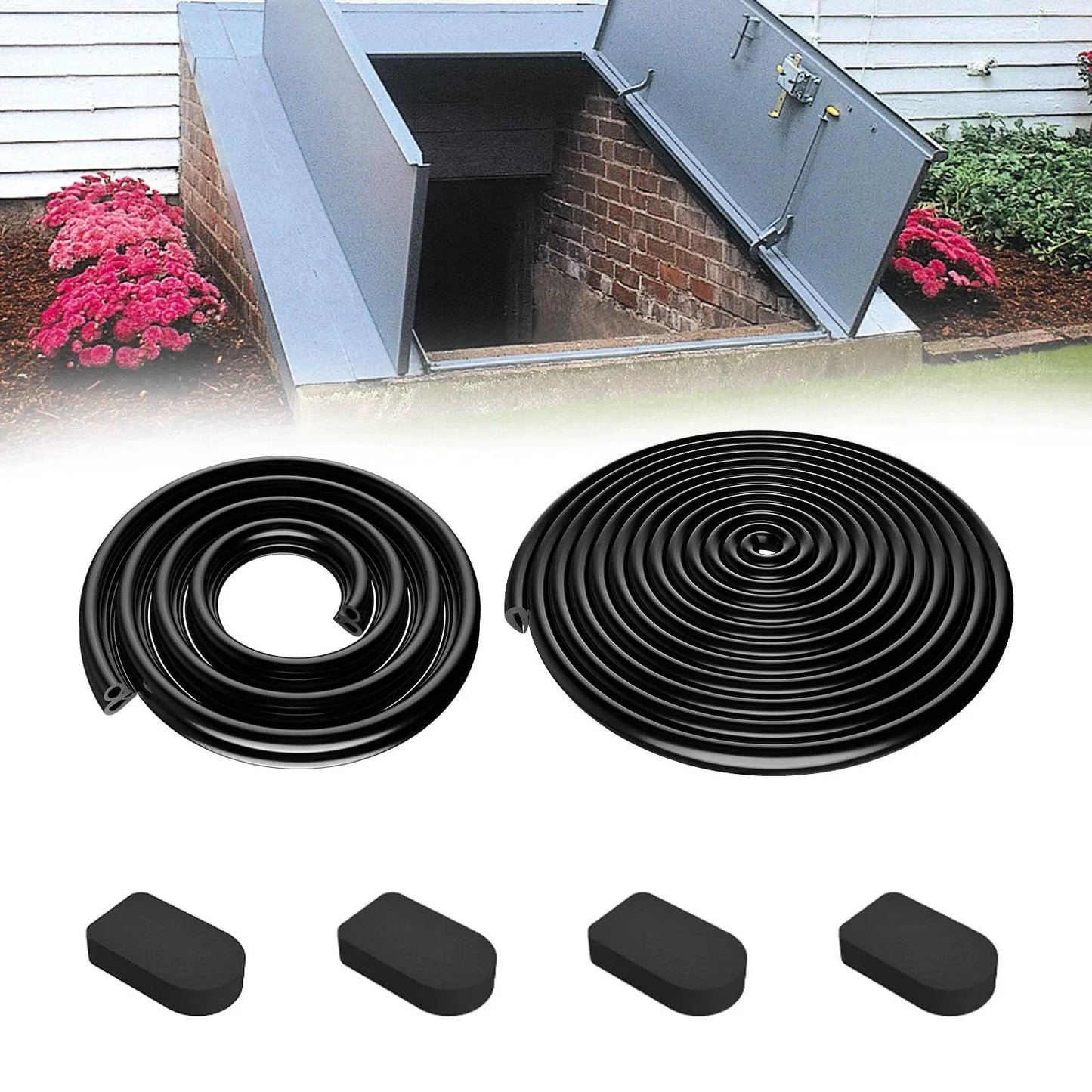 Easy Install Basement Door Seal Kit Replacement For Bilco Systems With U Shaped Gasket Bulb Trim Gasket And Cap Seal Pads