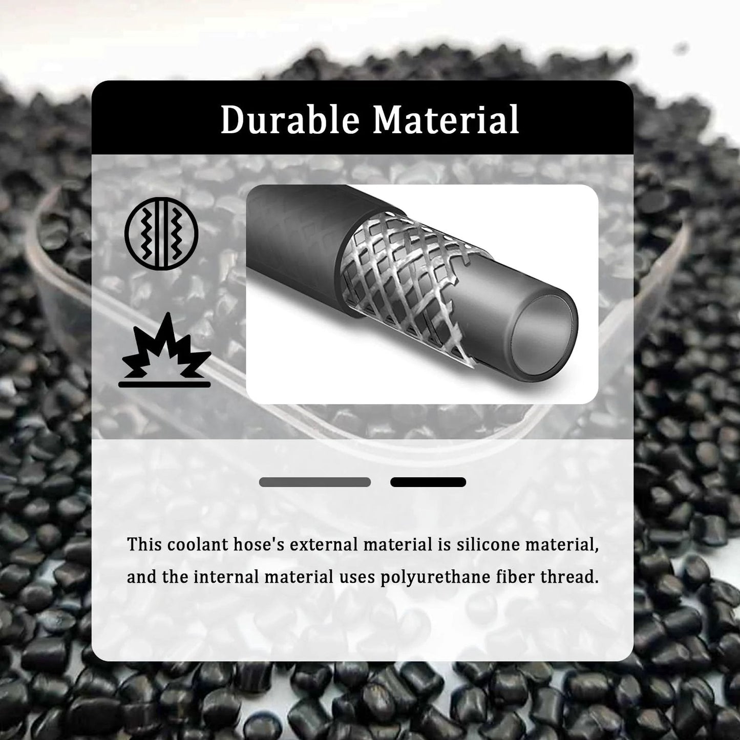 Cross-section of durable silicone heater hose with reinforced polyester fiber layer for Three Quarter Inch Five Foot Silicone Heater Hose.
