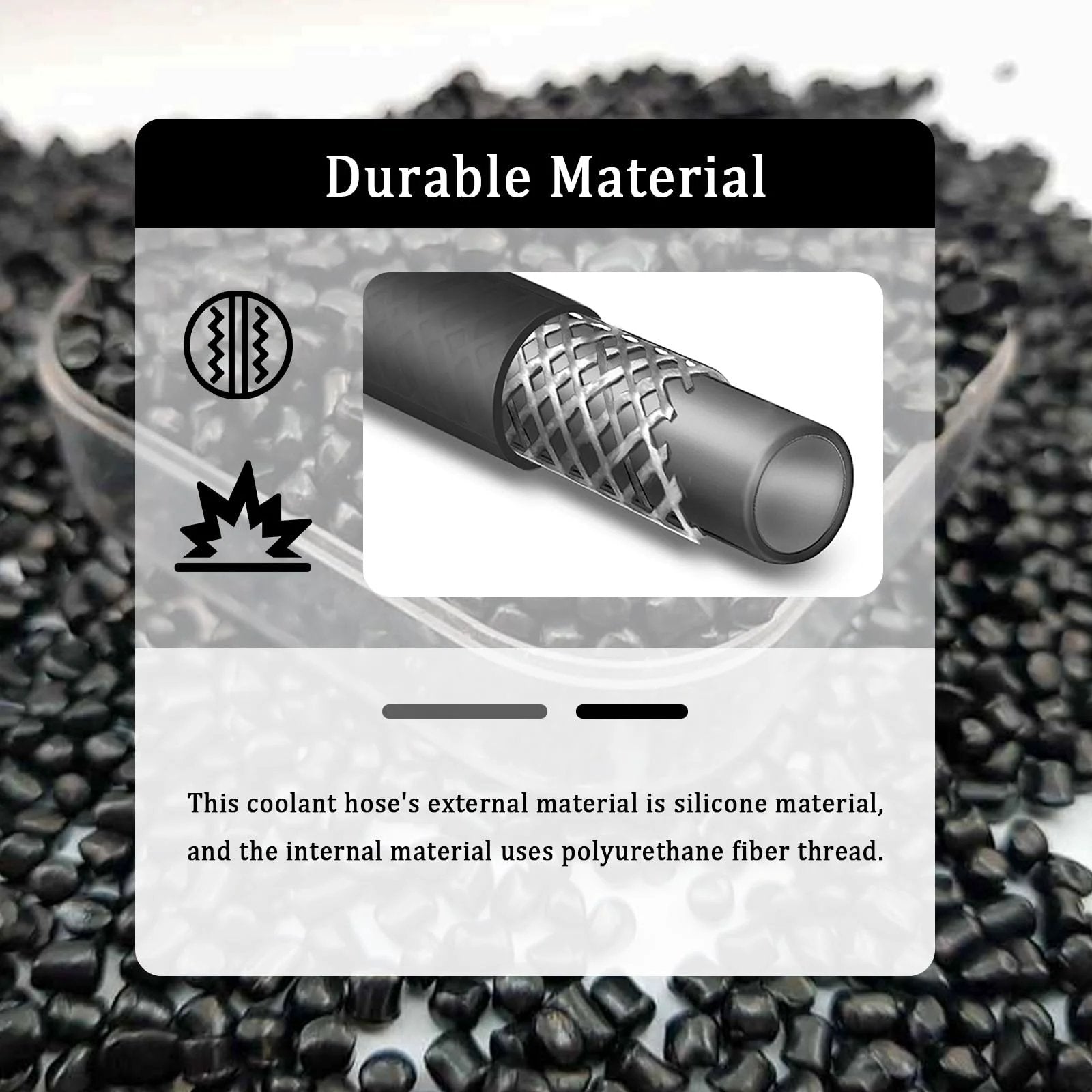 Cross-section of durable silicone heater hose with reinforced polyester fiber layer for Three Quarter Inch Five Foot Silicone Heater Hose.