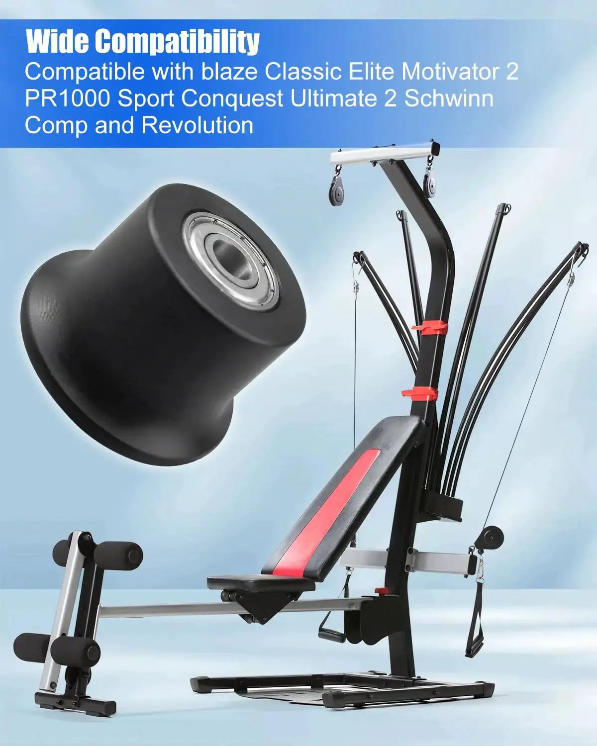 Close-up of Six Piece Rolling Seat Trolley Wheels Replacement For Compatible With Blaze Classic Elite Motivator 2 PR1000 Sport Conquest