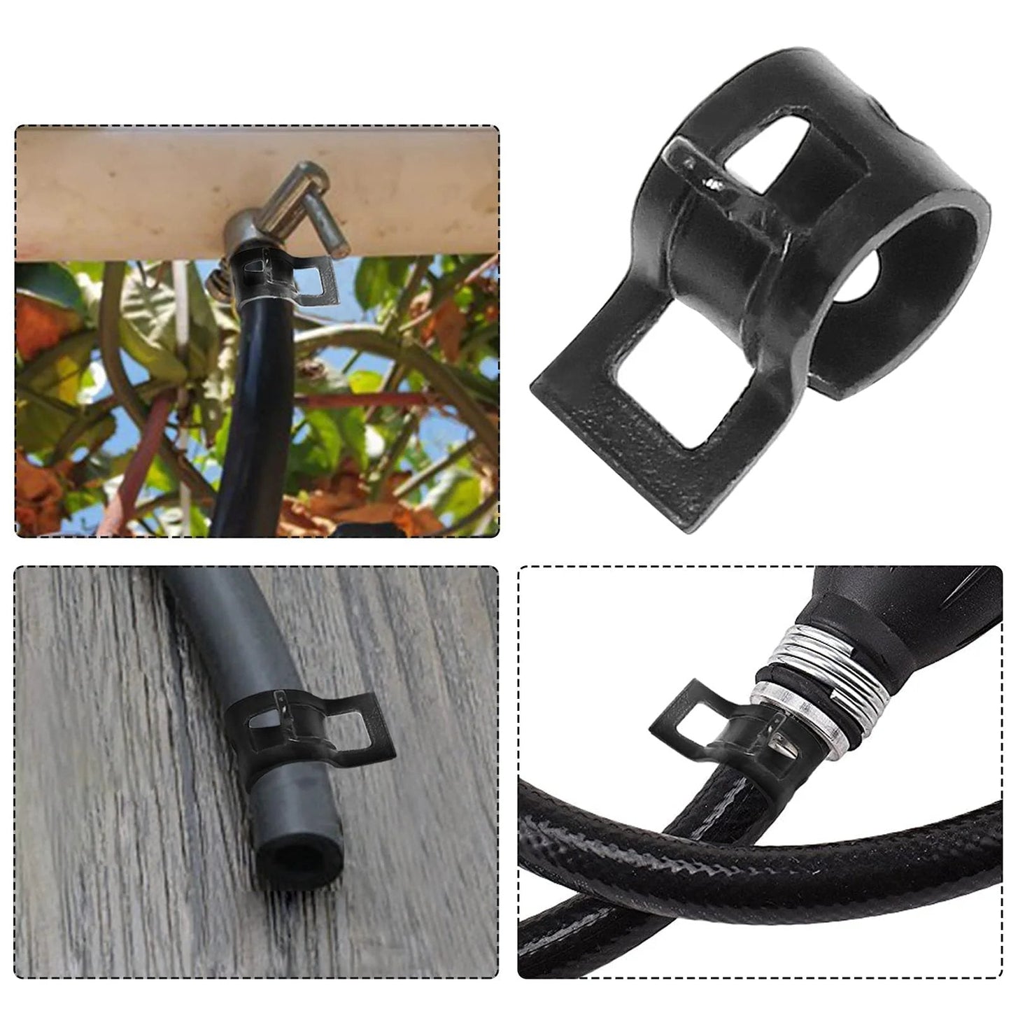 40 Pack Spring Band Hose Clamps Kit One Quarter Inch ID 6mm Band Clamp Black For Fuel Line Water Pipe Air Tube Silicone Hose Fits Six Point Five To Seven Point Two Millimeter Outer Diameter All Purpose Automotive Grade, images showing clamps installed on hoses
