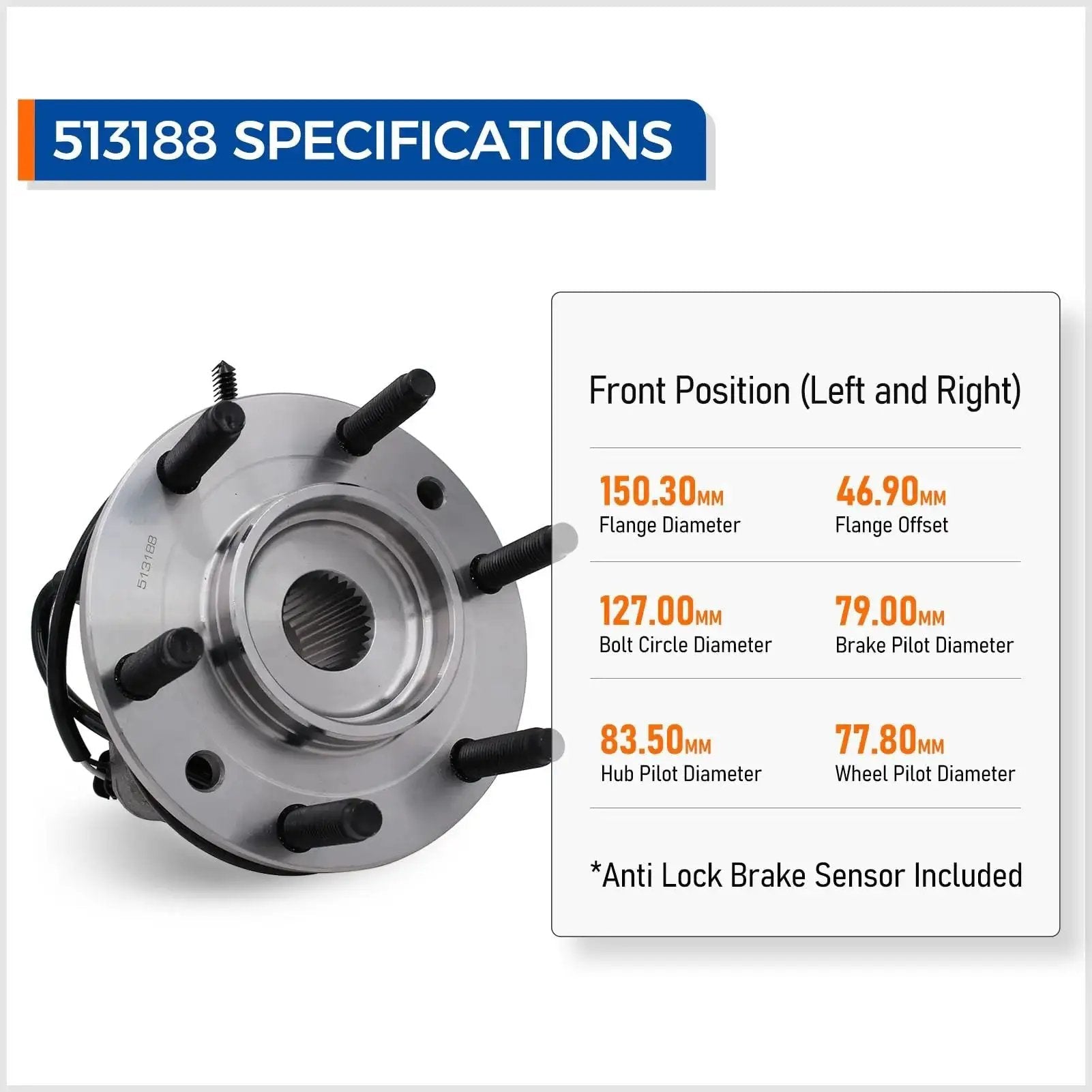 Front Wheel Hub Bearing Assembly 6 Lug With ABS Direct Fit Replacement For 02-09 Chevy Trailblazer And GMC Envoy specifications