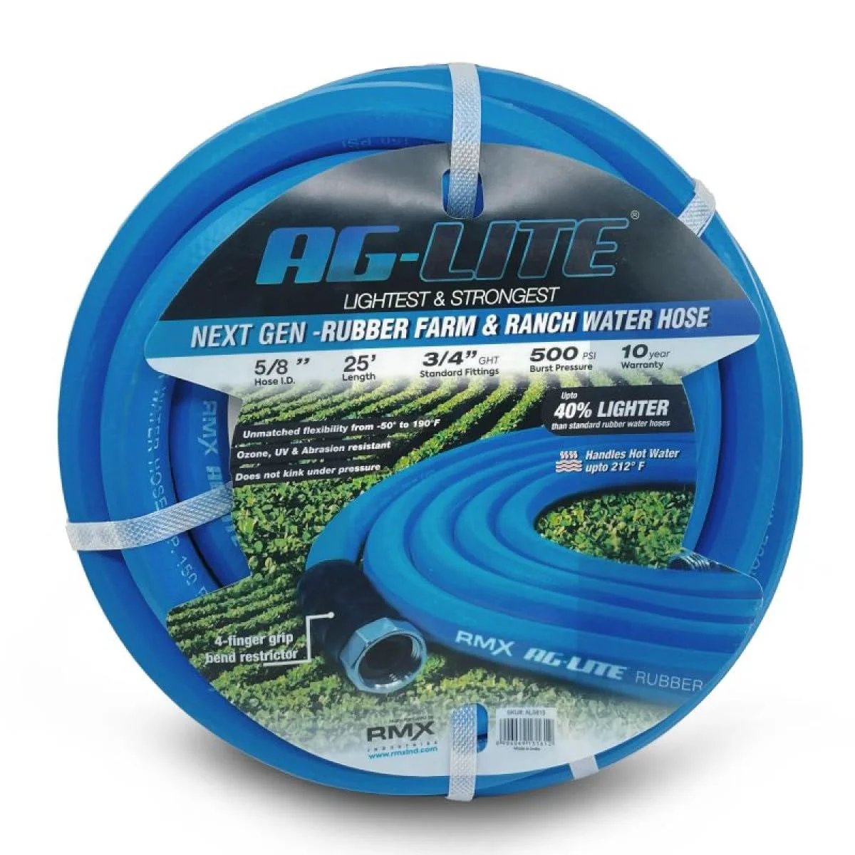 Ultra Light Rubber Garden Hose For Hot And Cold Water, Five-Eighth Inch By Twenty-Five Feet, Five Hundred PSI, product packaging