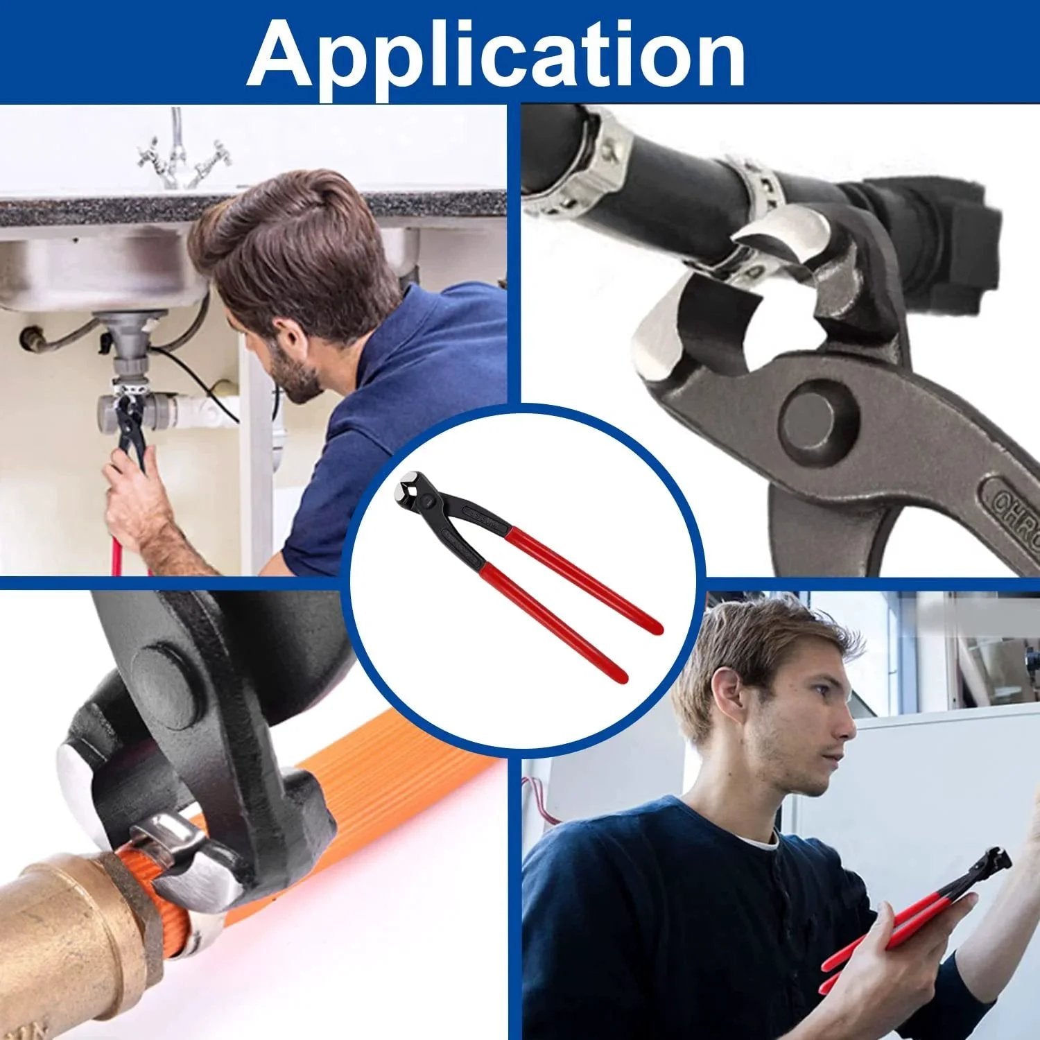 9 Inch Ear Clamp Pliers Hose Clamp Crimping Tool Carbon Steel Pinch Clamp Plier Install Remove Clamp Nail Puller Tool application