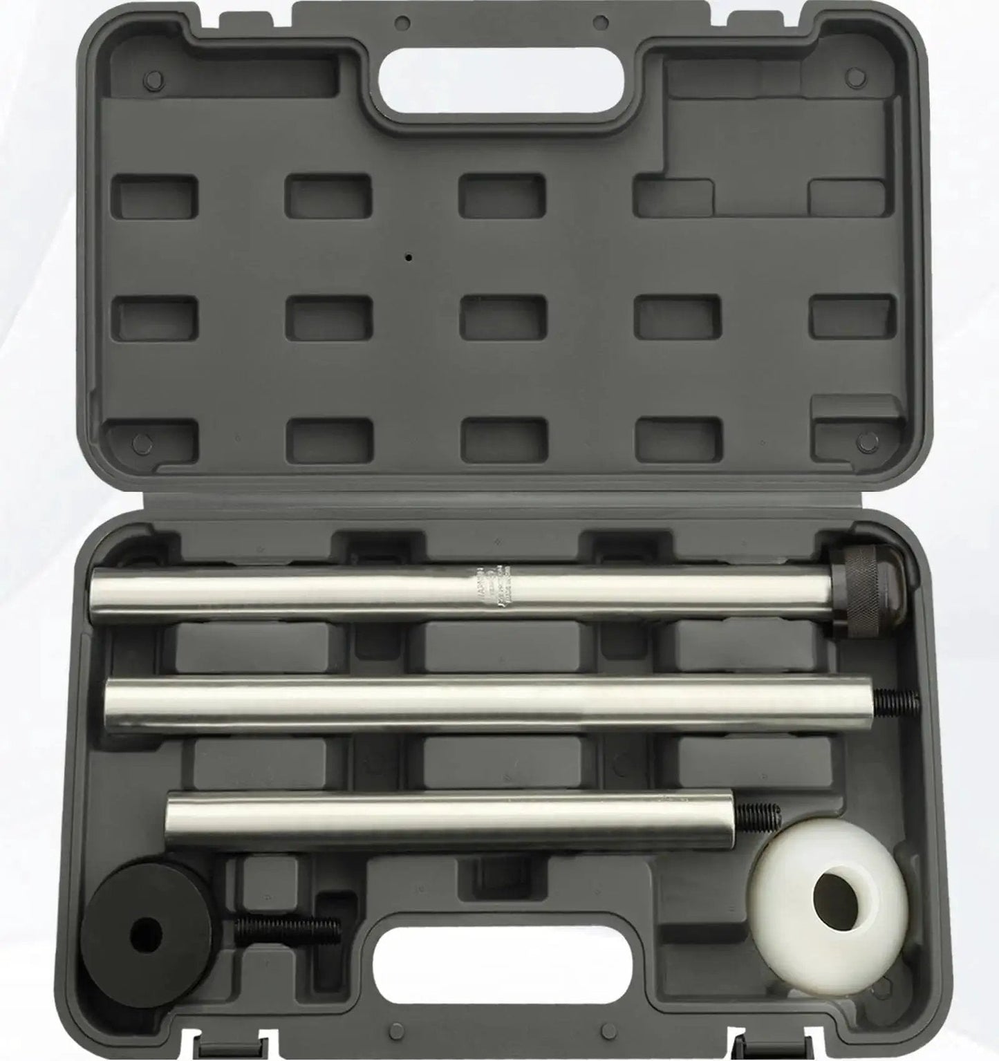 Cam Bearing Installation Tool With Storage Box For LS Engine Compatibility LS1 LS2 LS3 LS6 LQ9, shown with adjustable components in case