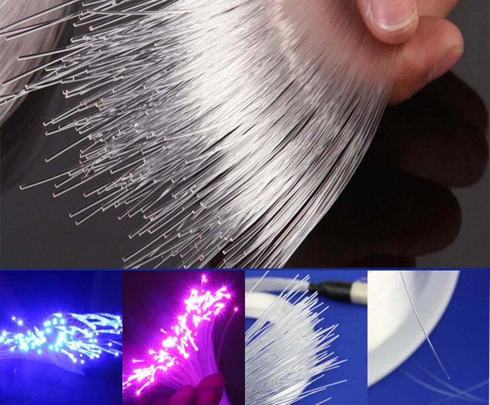 End Glow PMMA Fiber Optic Cable 1mm Diameter 50m Roll For Starry Sky Ceiling LED Lighting shown in hand and lit in various colors