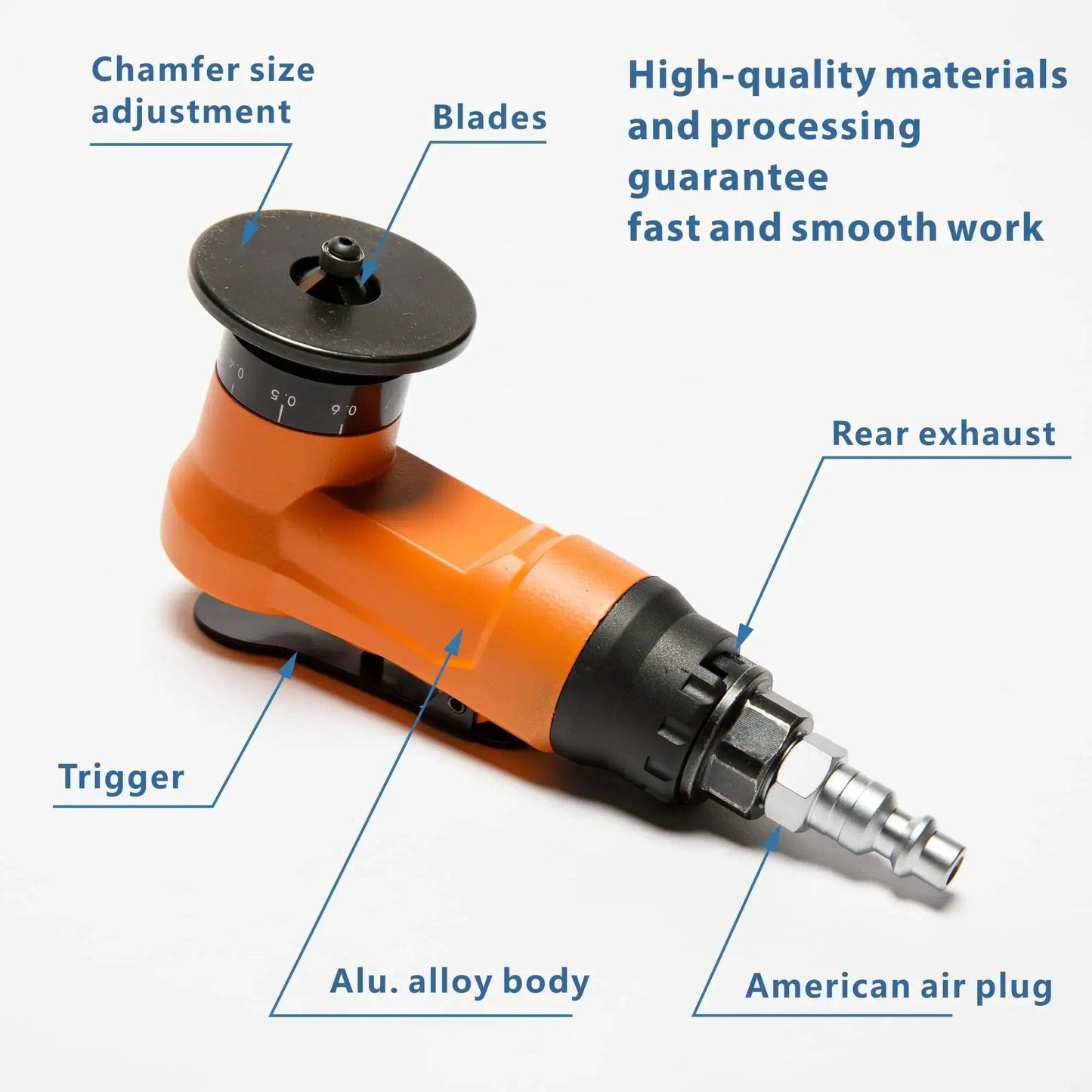 Two In One Pneumatic Chamfering And Arc Corner Rounding Tool For Metal With 45 Degree Beveling And Deburring Insertion Set